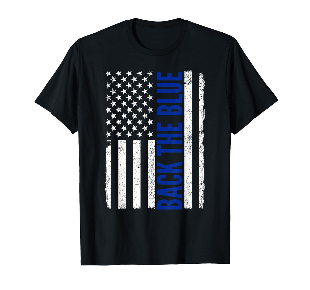 Back Blue Thin Blue Line Flag Pro T-Shirt - Streetwear Style for Adults - T-Shirt, Sweatshirt, Hoodie