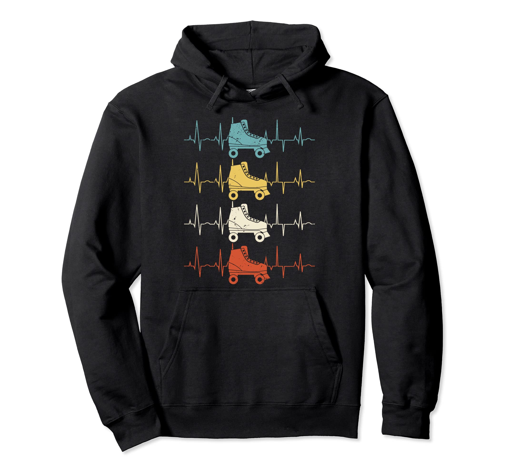 Roller Skate Heartbeat Skater Hoodie - Fun Novelty Design for Adults - T-Shirt, Sweatshirt, Hoodie