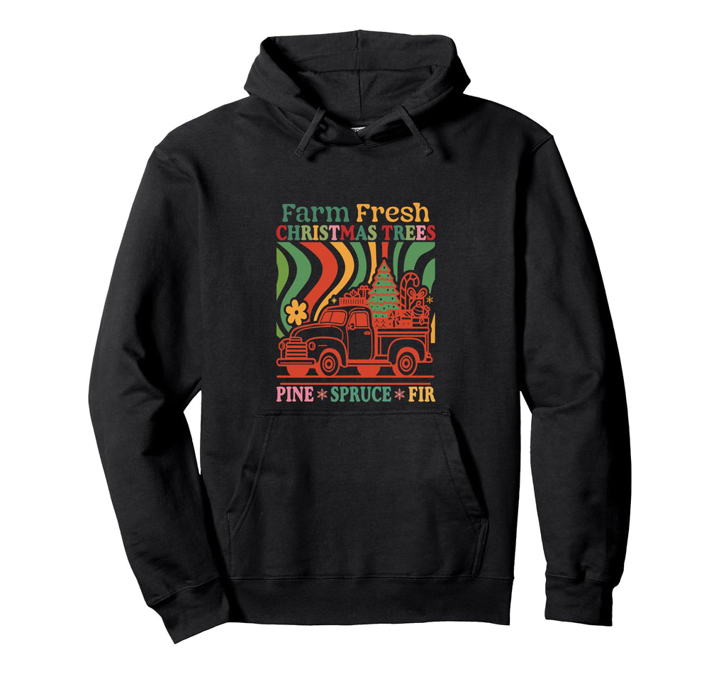 Farm Fresh Trees Truck Boho Floral Hoodie - Novelty Apparel for Adults - T-Shirt, Sweatshirt, Hoodie