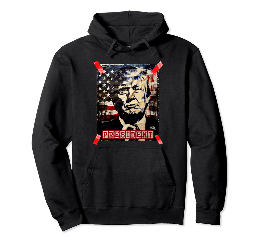 Trump President 2024 America Us Flag Hoodie - Unique Graphic Men Women - T-Shirt, Sweatshirt, Hoodie