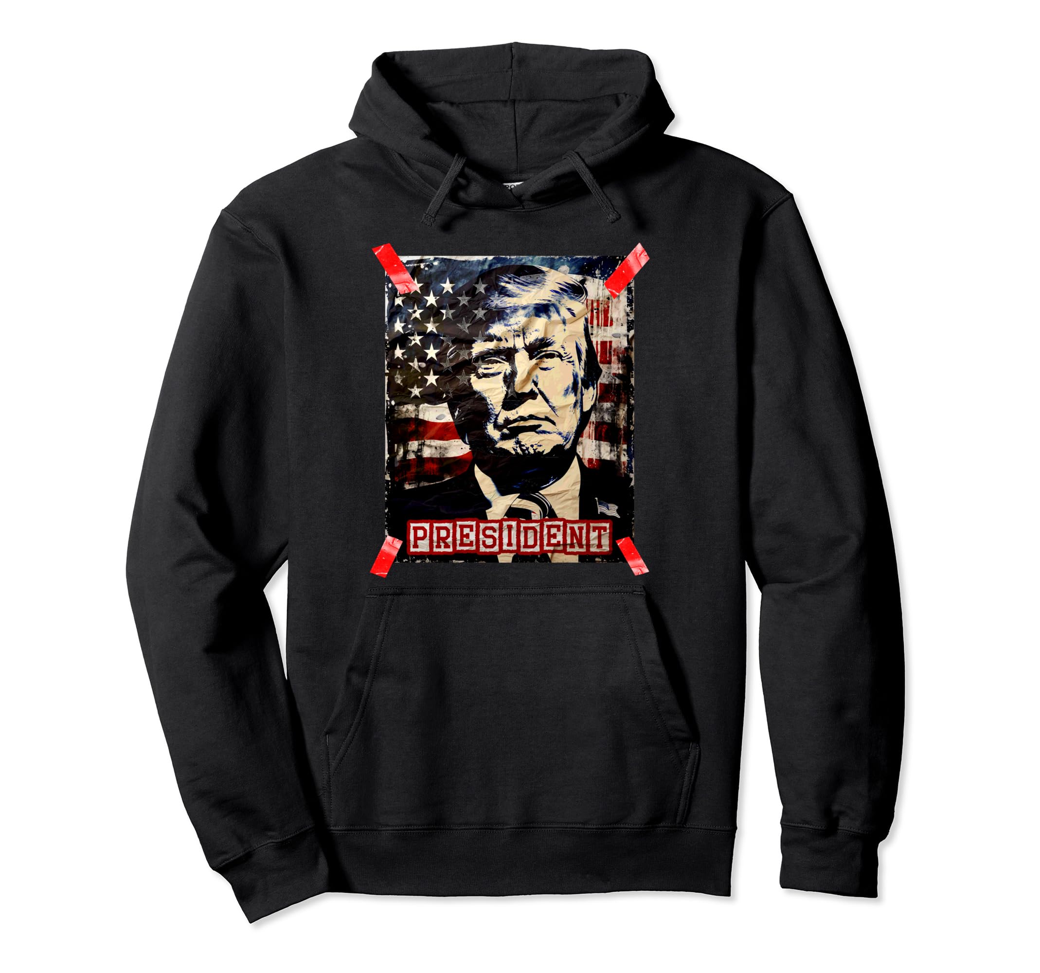 Trump President 2024 America Us Flag Hoodie - Unique Graphic Men Women - T-Shirt, Sweatshirt, Hoodie