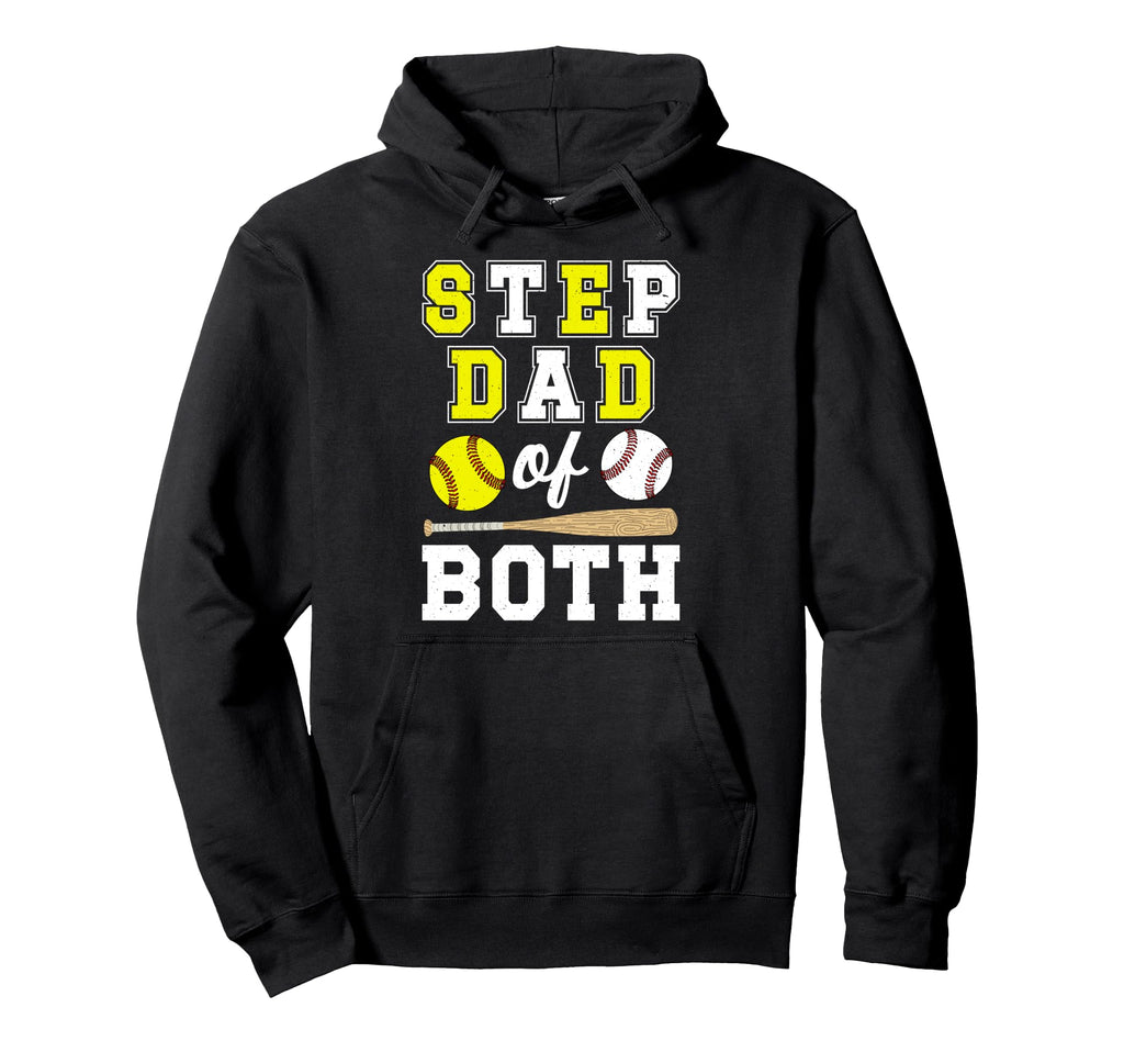 Step Dad Both Proud Softball Baseball Hoodie - Aesthetic Graphic Men Women - T-Shirt, Sweatshirt, Hoodie