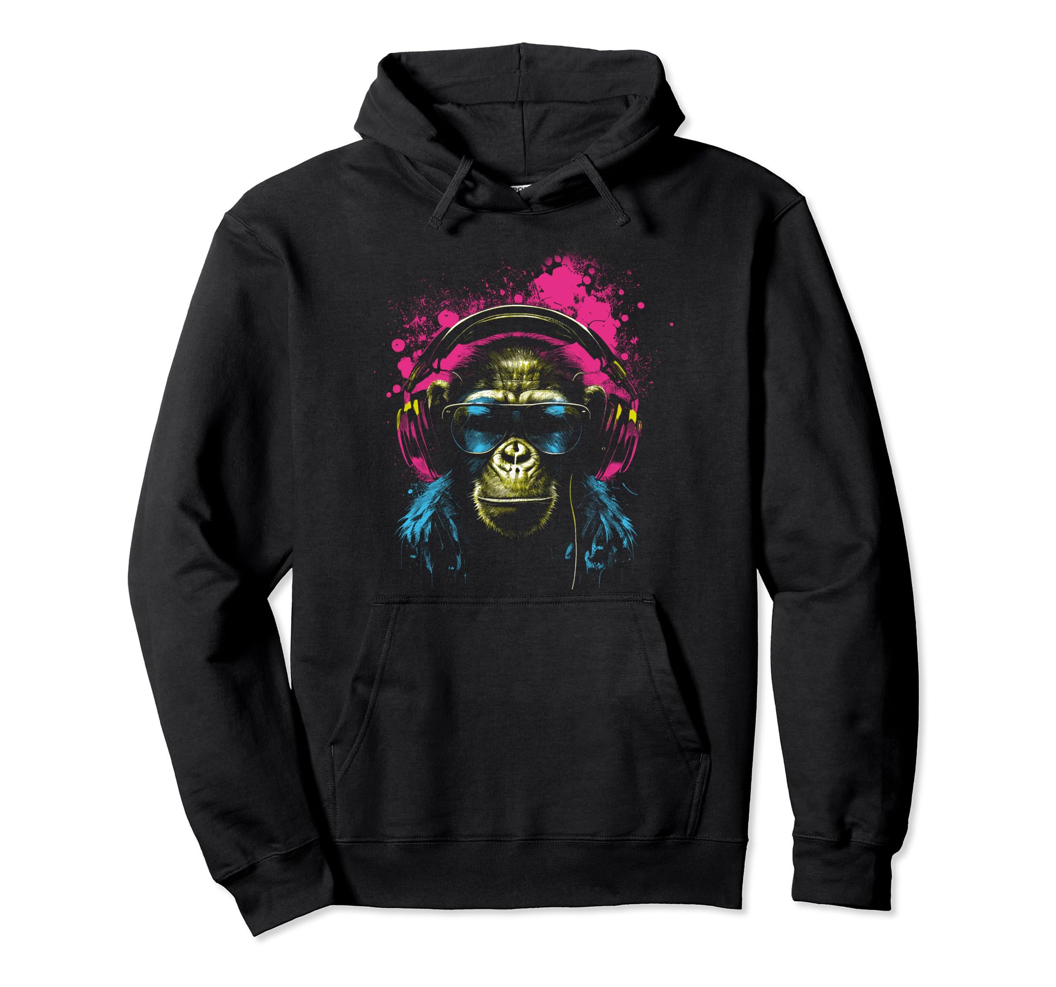 Cyberpunk Monkey Headphones Aesthetic Hoodie - Casual Everyday Wear Unisex - T-Shirt, Sweatshirt, Hoodie
