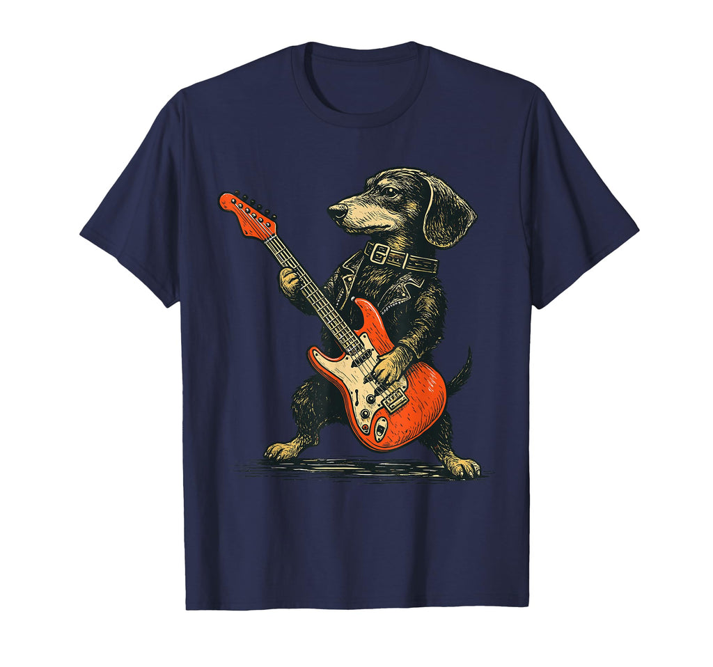 Dachshund Dog Guitar Funny Rock And T-Shirt - Trendy Graphic Men Women - T-Shirt, Sweatshirt, Hoodie