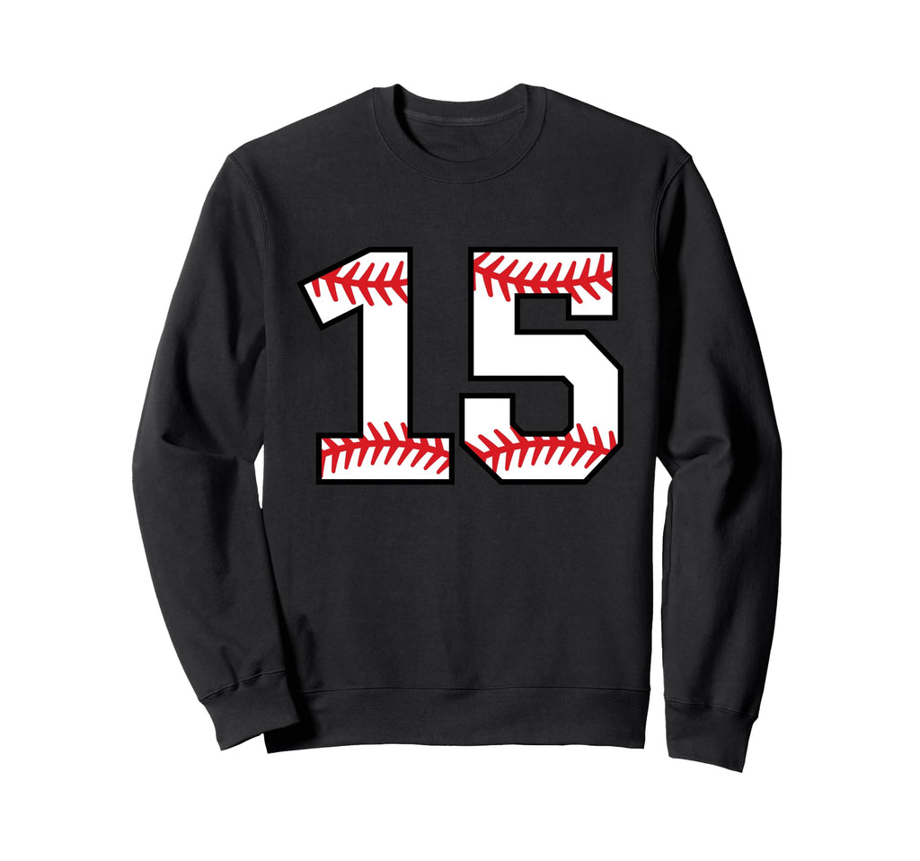 Baseball Number 15 Sweatshirt - Trendy Graphic for Adults - T-Shirt, Sweatshirt, Hoodie