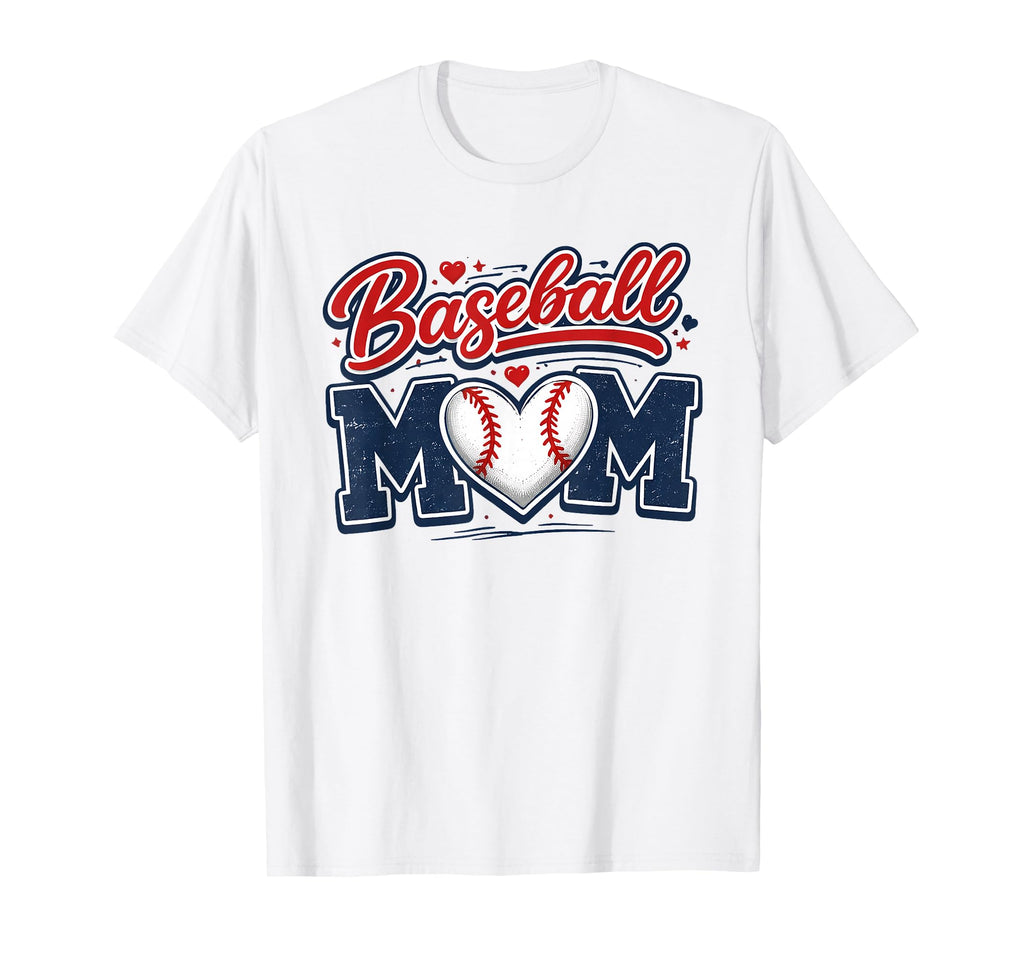 Baseball Mom Baseball Heart Mothers Day T-Shirt - Graphic Print Unisex - T-Shirt, Sweatshirt, Hoodie