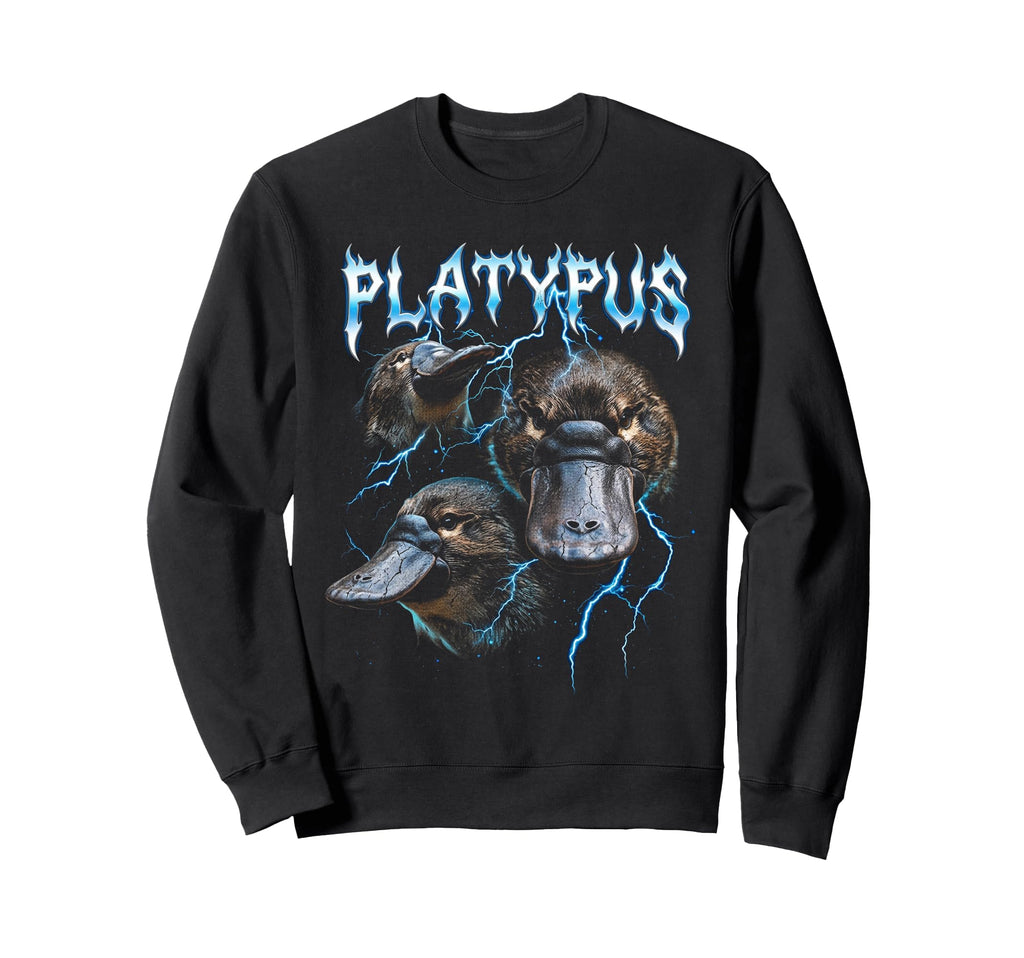 Platypus 90S Heavy Metal Platypus Sweatshirt - Aesthetic Graphic Men Women - T-Shirt, Sweatshirt, Hoodie