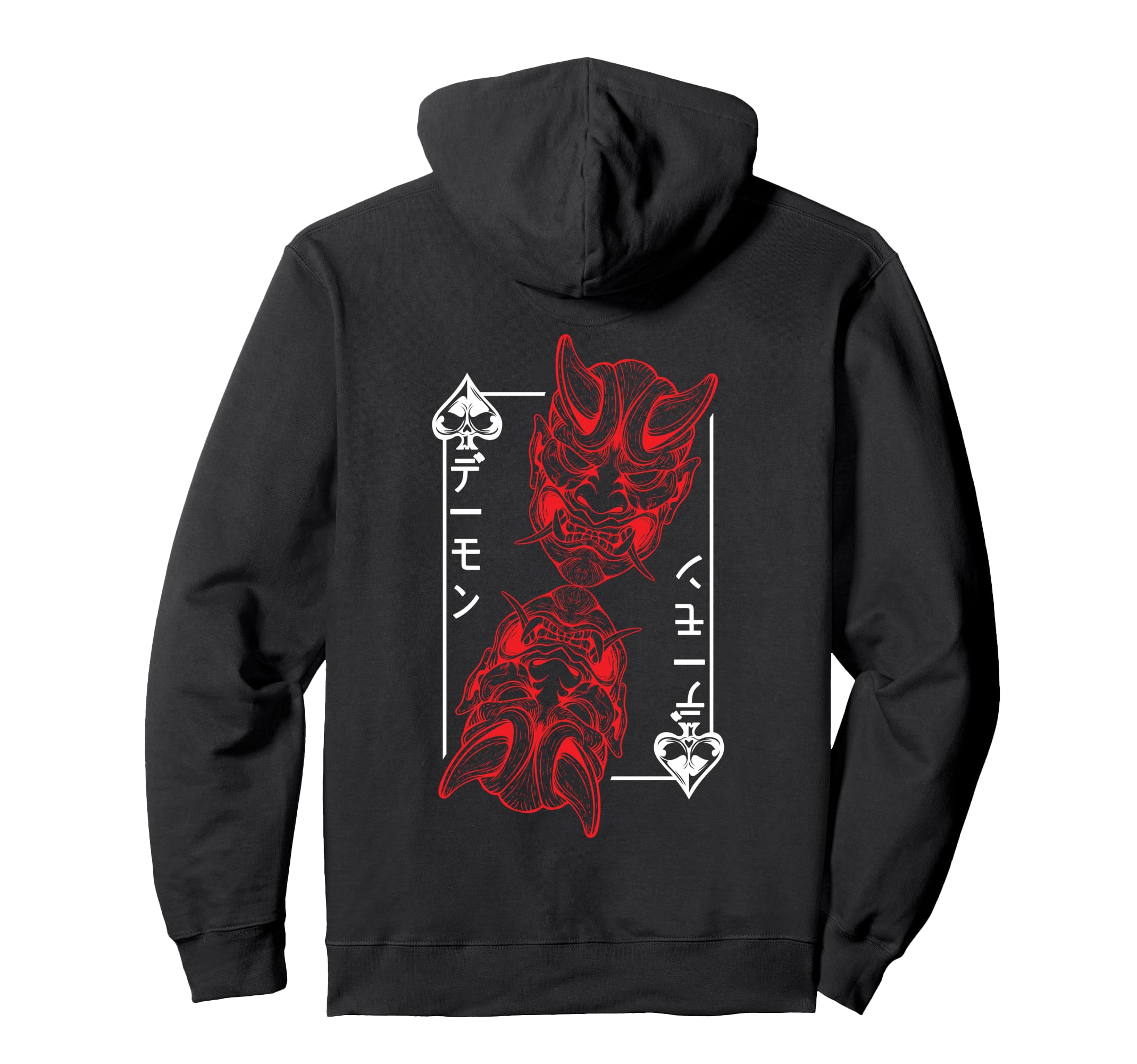 Backprint Japanese Oni Mask Demon Mask Hoodie - Graphic Print Men Women - T-Shirt, Sweatshirt, Hoodie