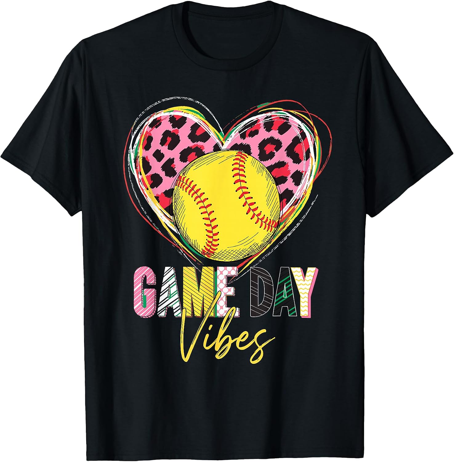 Softball Vibes Women Girls Game Day Merch Pjs - Adult & Kids T-Shirts, Sweatshirts & Hoodies apparel design preview 1