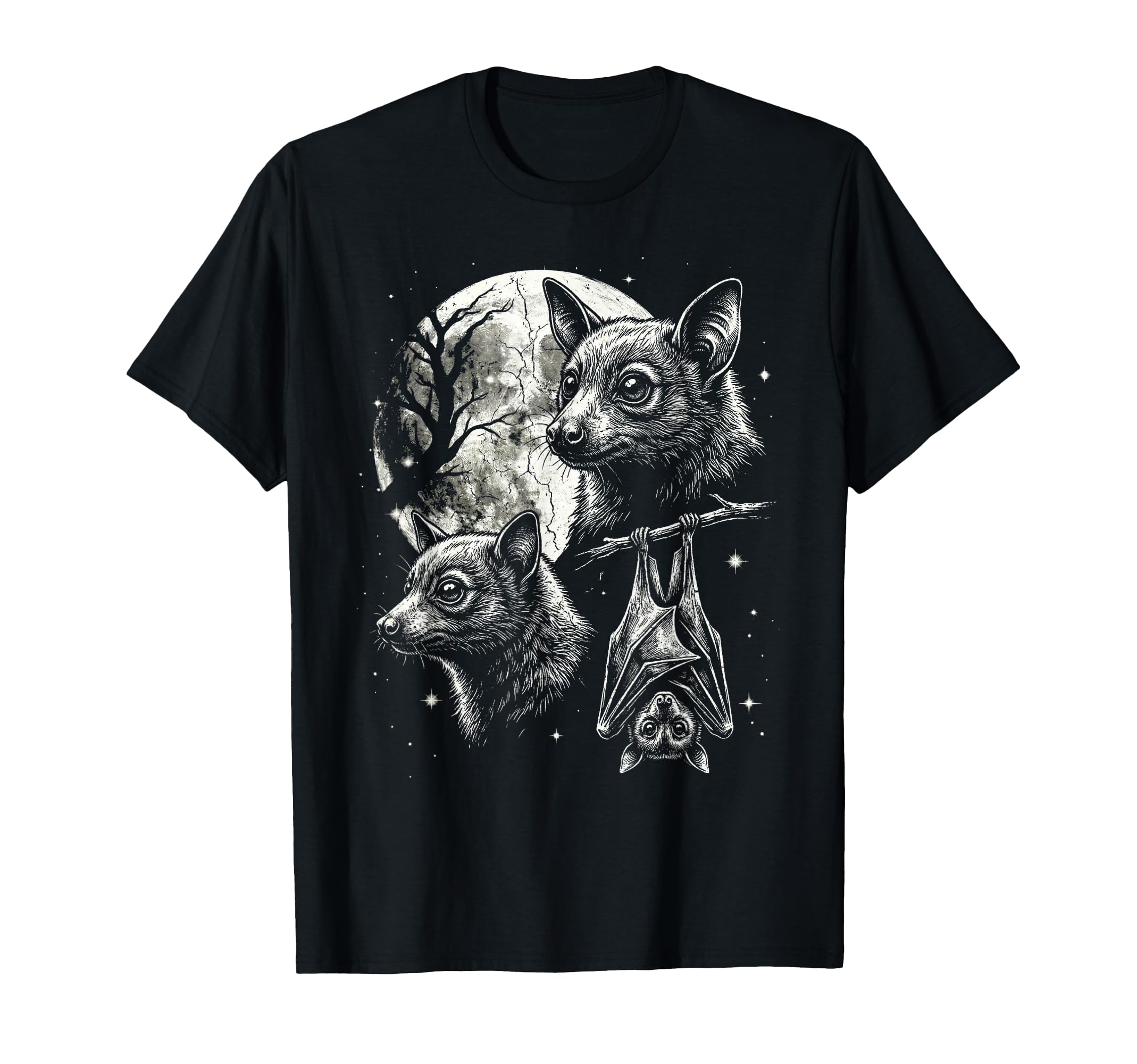 Bat 90S Aesthetic Y2K Bat Moon T-Shirt - Fun Novelty Design for Adults - T-Shirt, Sweatshirt, Hoodie