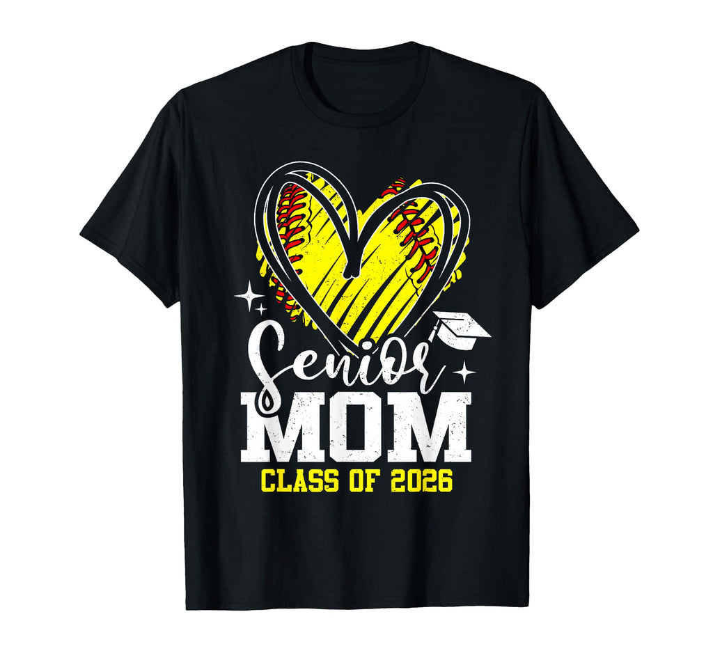 Proud Senior Mom Class 2026 Softball T-Shirt - Aesthetic Graphic Unisex - T-Shirt, Sweatshirt, Hoodie
