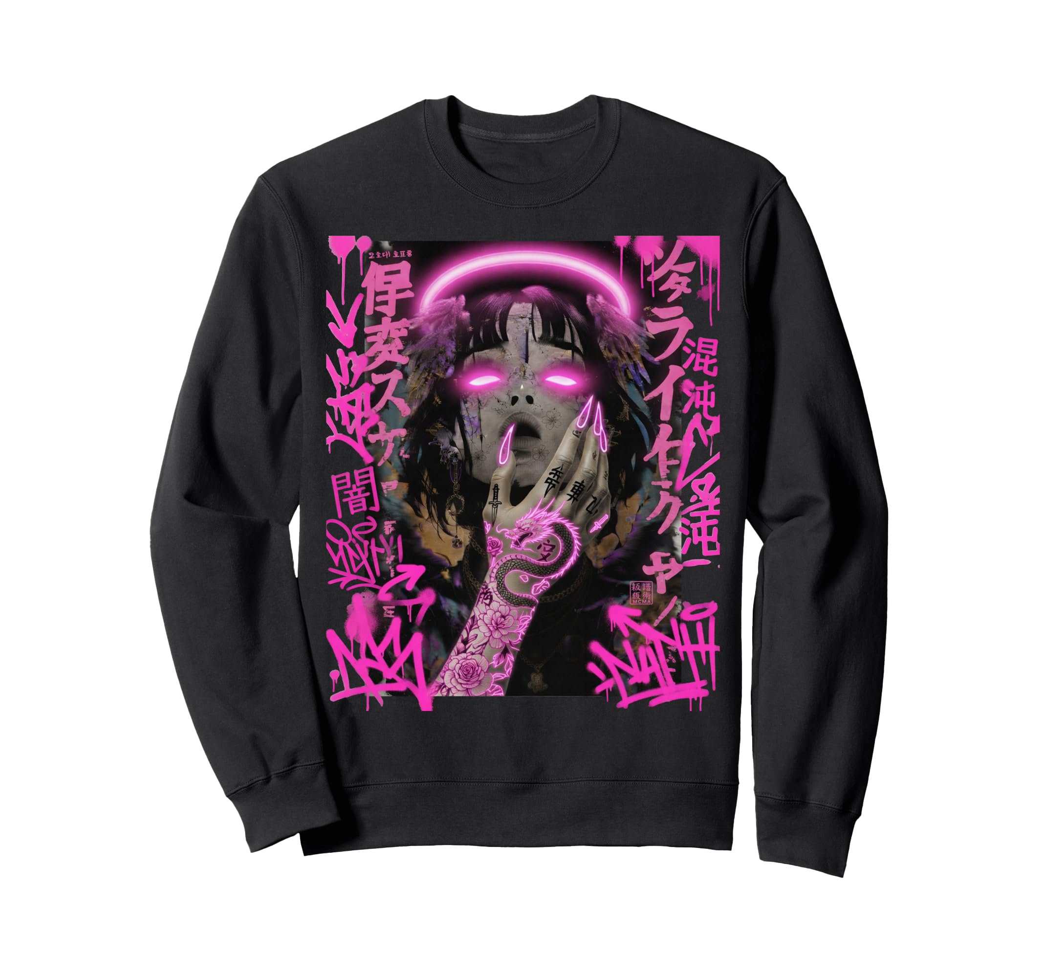 Japanese Cyberpunk Angel Sweatshirt - Streetwear Style for Adults - T-Shirt, Sweatshirt, Hoodie