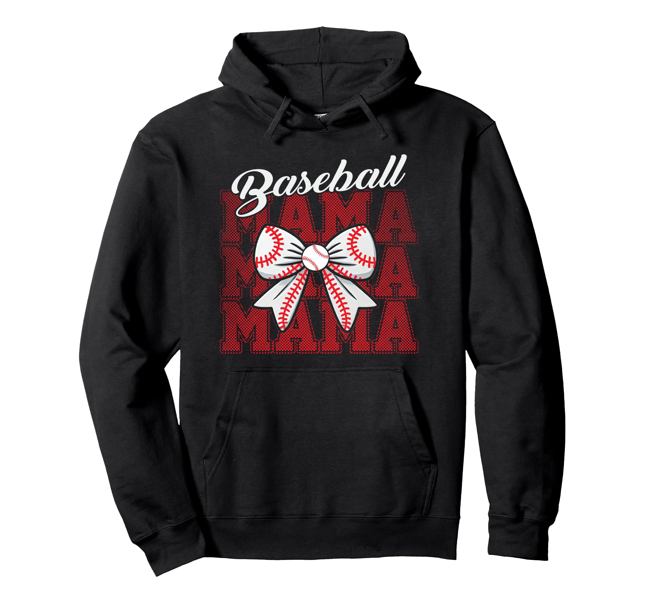 Baseball Mama Bow Mothers Ball Playing Son Hoodie - Unique Graphic Unisex - T-Shirt, Sweatshirt, Hoodie