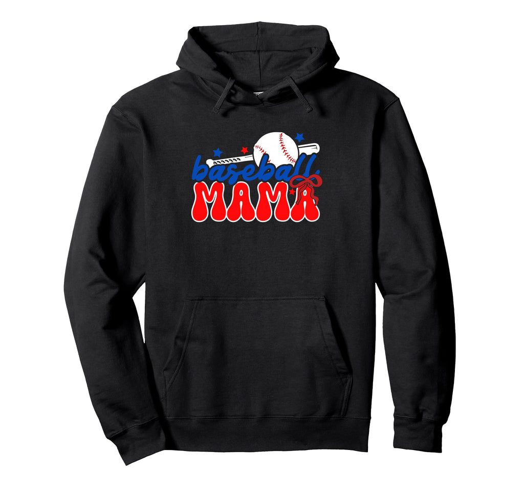 Baseball Mama American Red White Blue Stars Hoodie - Novelty Apparel Unisex - T-Shirt, Sweatshirt, Hoodie