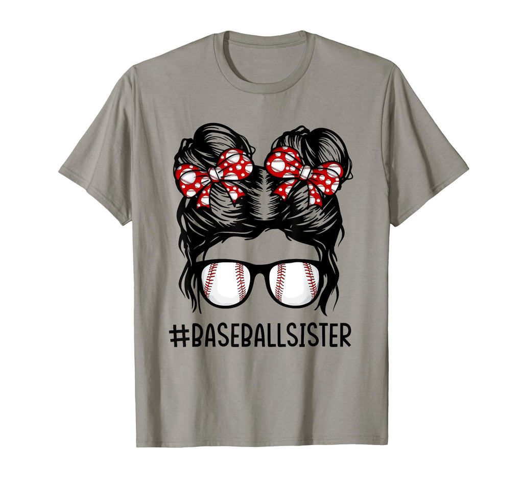 Baseball Sister Messy Hair Bun Mothers T-Shirt - Unique Graphic for Adults - T-Shirt, Sweatshirt, Hoodie