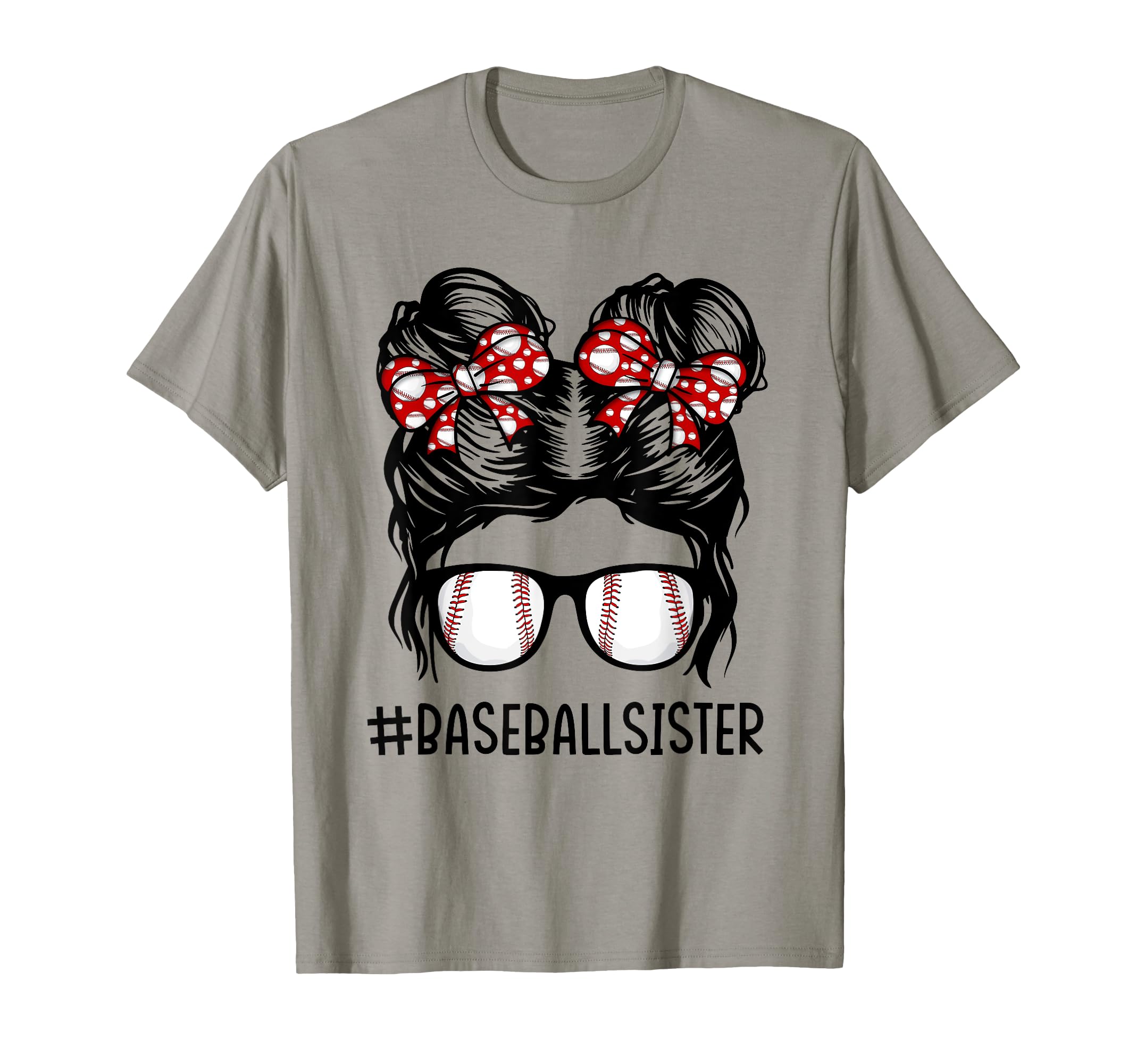 Baseball Sister Messy Hair Bun Mothers T-Shirt - Unique Graphic for Adults - T-Shirt, Sweatshirt, Hoodie