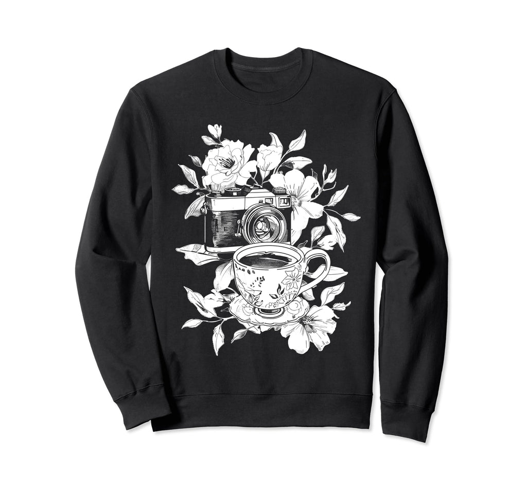 Photographer Coffee Camera Flowers Sweatshirt - Custom Art Print Men Women - T-Shirt, Sweatshirt, Hoodie