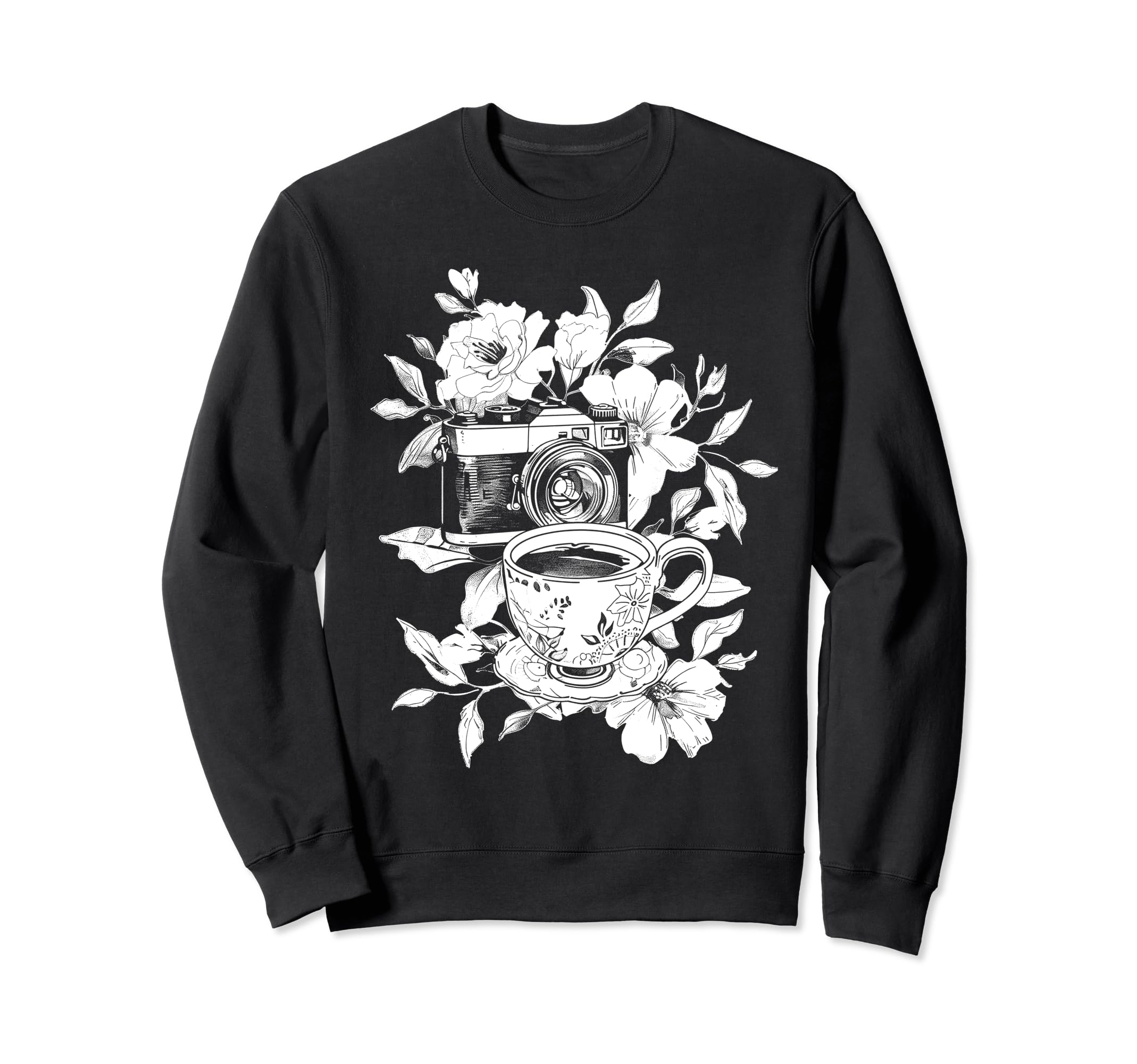 Photographer Coffee Camera Flowers Sweatshirt - Custom Art Print Men Women - T-Shirt, Sweatshirt, Hoodie