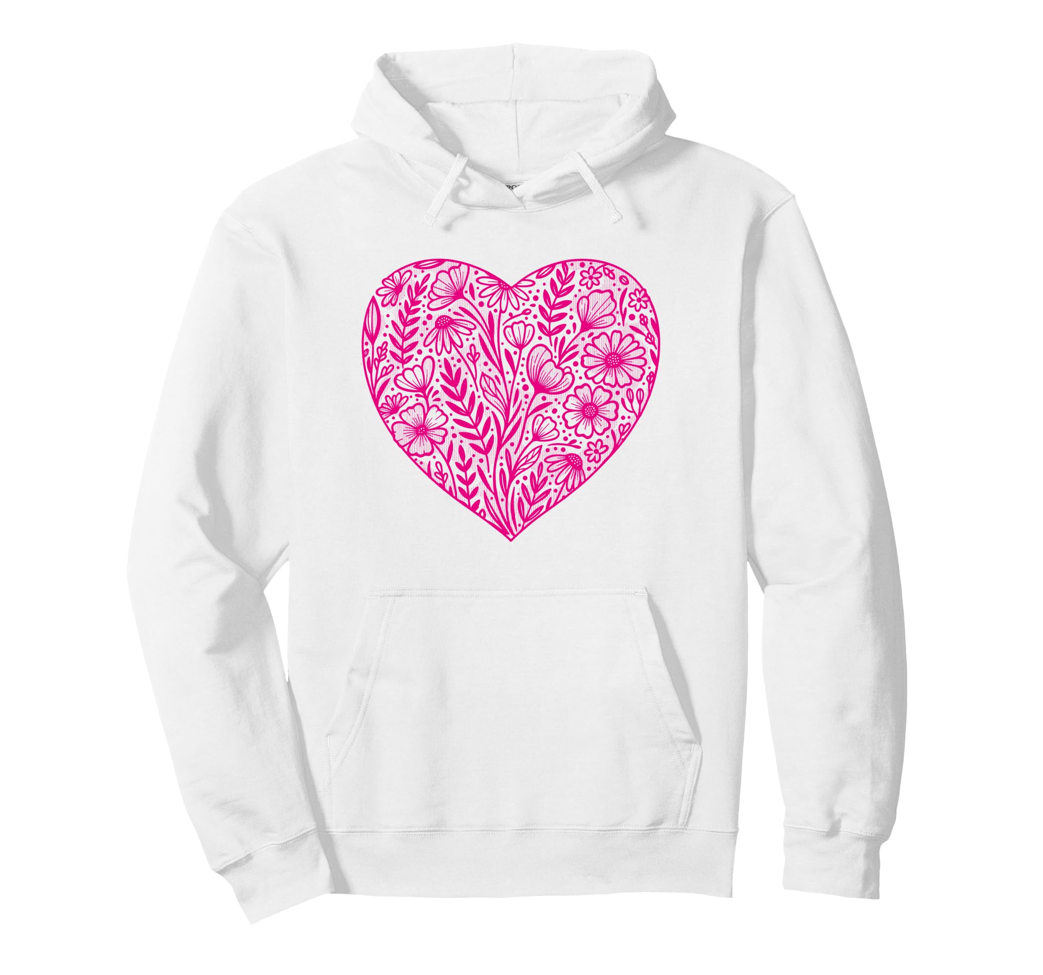 Boho Wildflowers Watercolor Heart Hoodie - Novelty Apparel Unisex - T-Shirt, Sweatshirt, Hoodie
