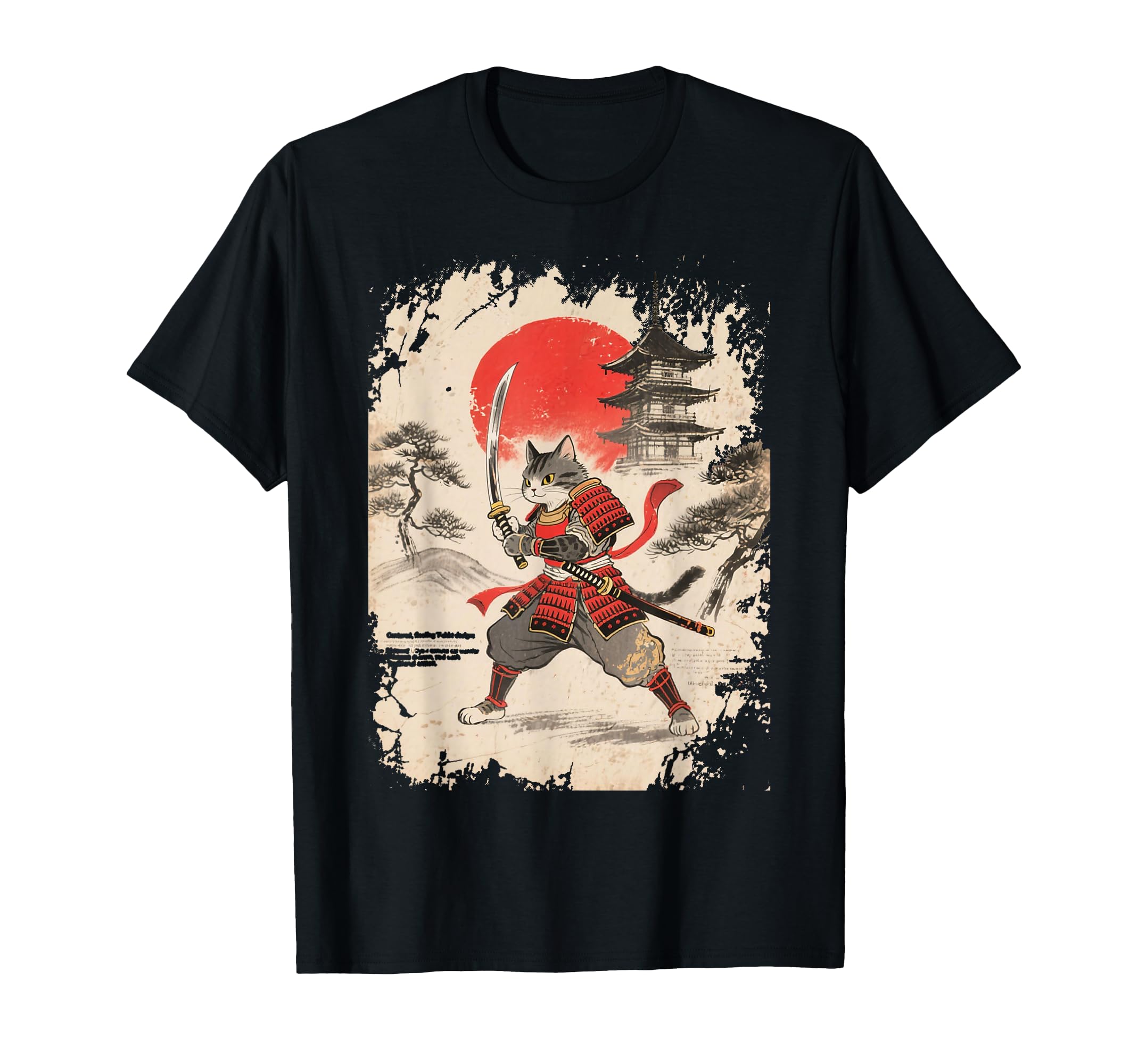 Samurai Cat Japanese Warrior T-Shirt - Custom Art Print Men Women - T-Shirt, Sweatshirt, Hoodie
