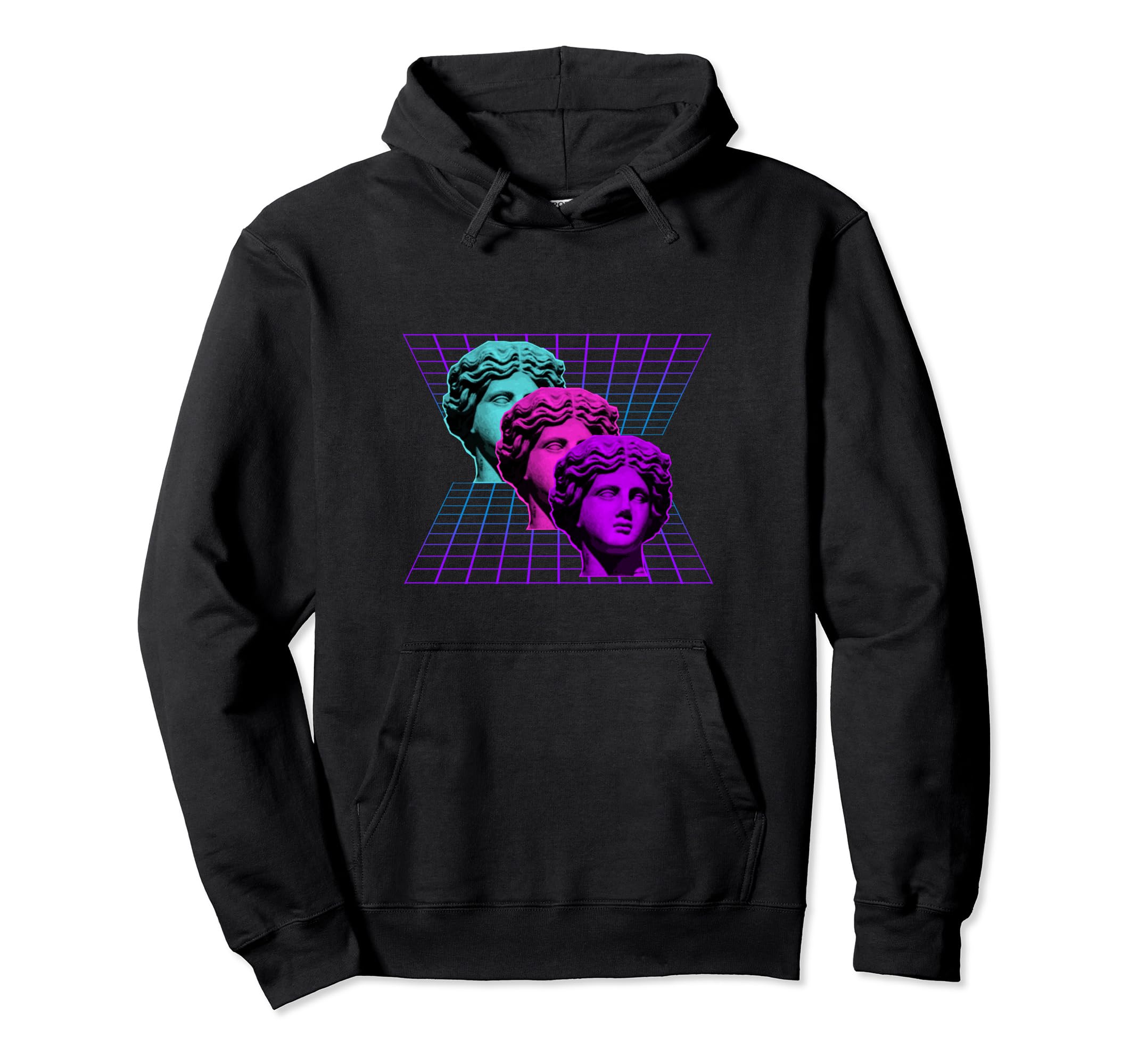 Aesthetic Greek Statue Vaporwave Hoodie - Casual Everyday Wear for Adults - T-Shirt, Sweatshirt, Hoodie