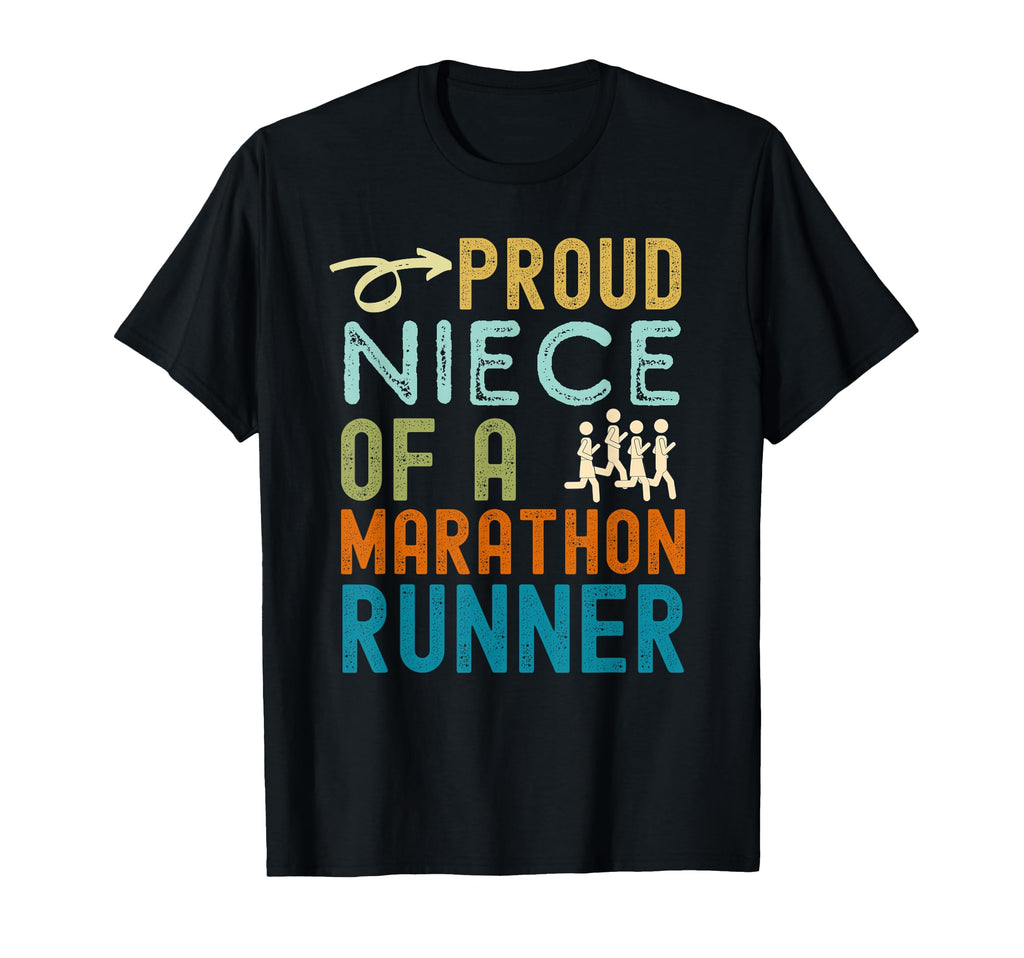 Proud Niece Marathon Runner Distressed T-Shirt - Graphic Print Men Women - T-Shirt, Sweatshirt, Hoodie