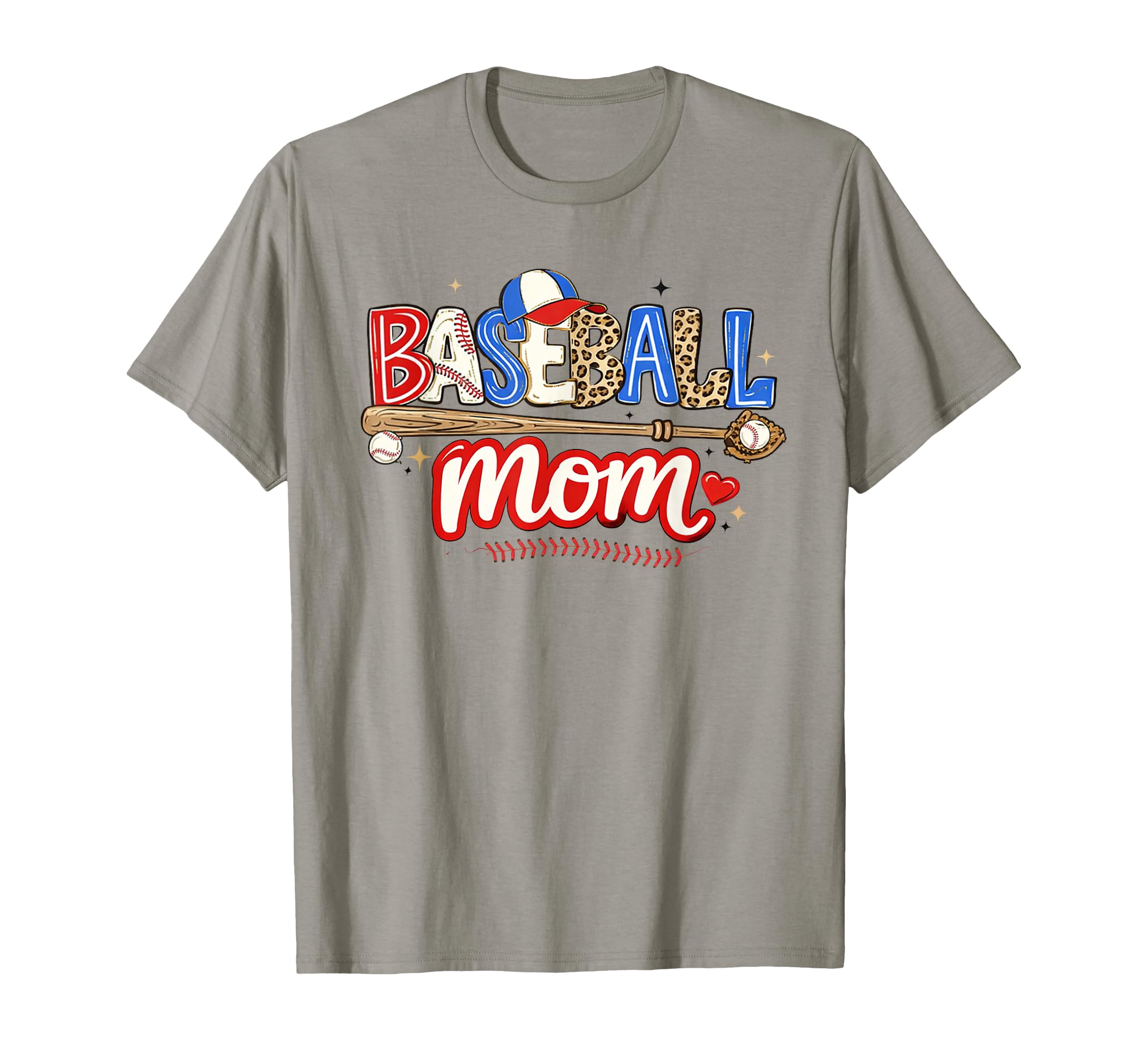 Checkered Baseball Mom Leopard Mothers T-Shirt - Graphic Print for Adults - T-Shirt, Sweatshirt, Hoodie