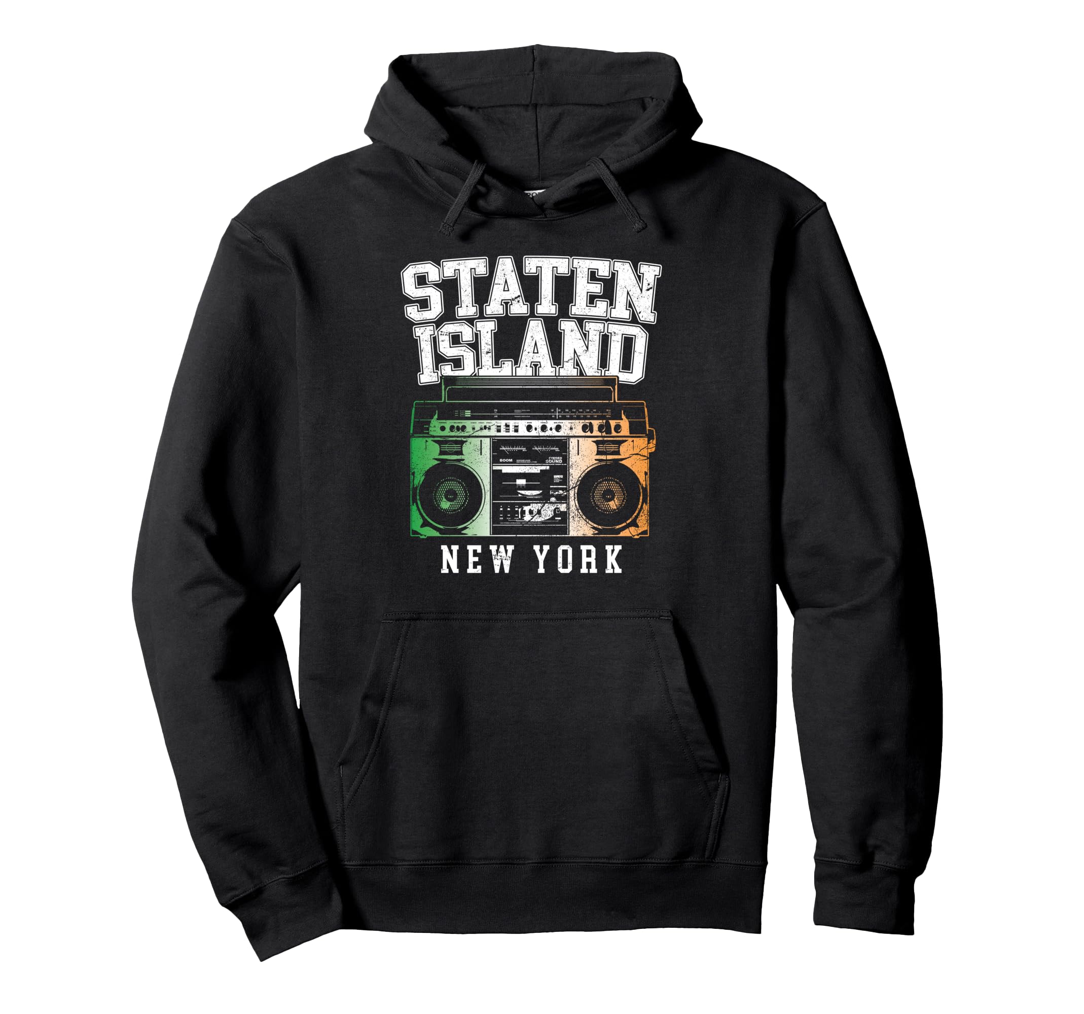 Staten Island New York Nyc Boombox Hoodie - Casual Everyday Wear Men Women - T-Shirt, Sweatshirt, Hoodie