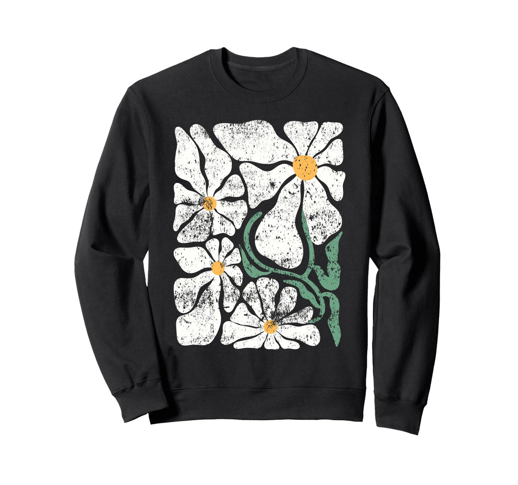 Daisy Floral Boho Flower Sweatshirt - Aesthetic Graphic Men Women - T-Shirt, Sweatshirt, Hoodie