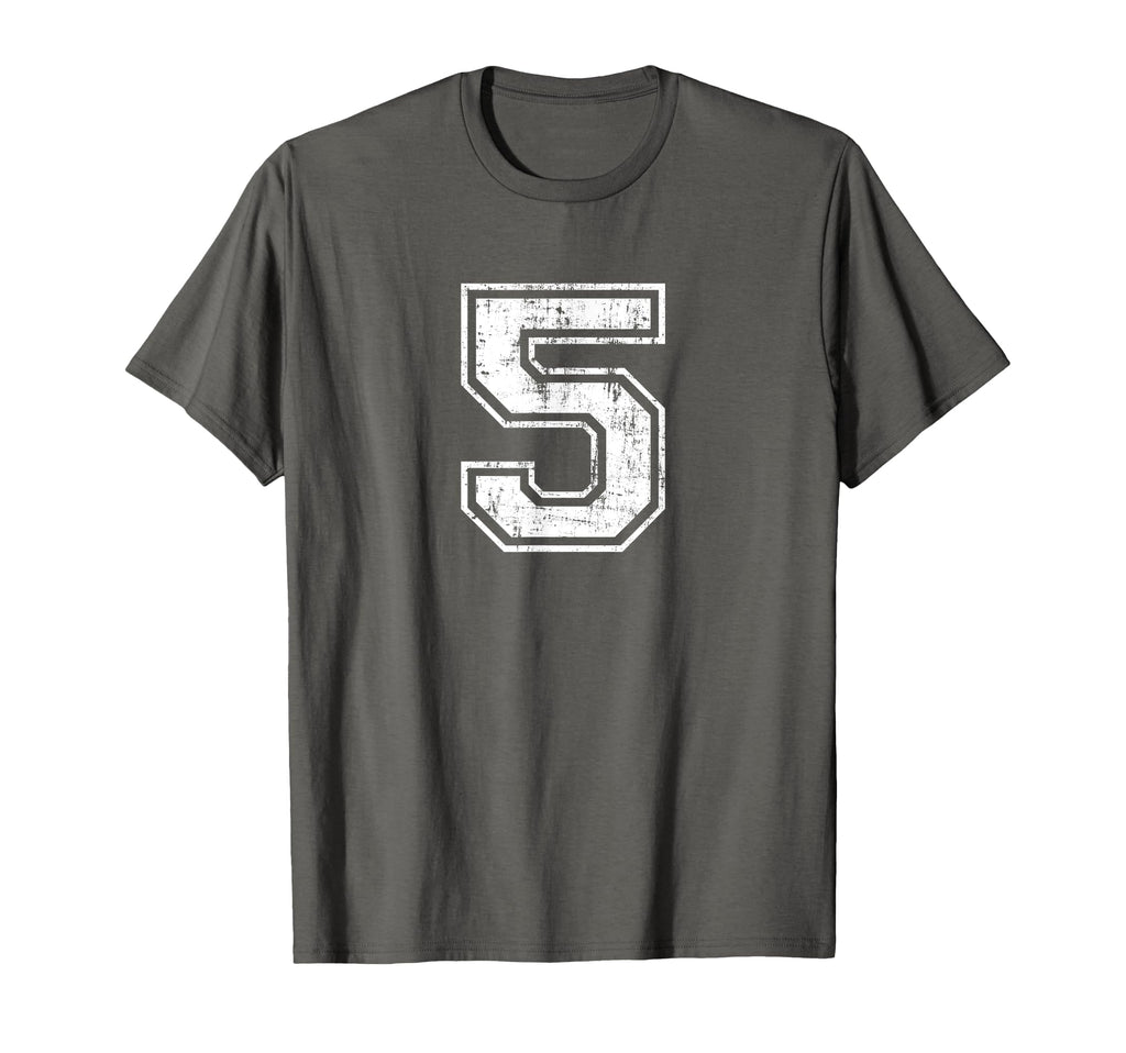 Number 5 Five Varsity Distressed T-Shirt - Streetwear Style for Adults - T-Shirt, Sweatshirt, Hoodie