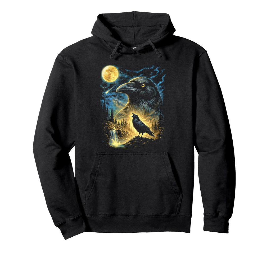 Raven Howling To Moon Meme Funny 90S Crow Hoodie - Graphic Print Unisex - T-Shirt, Sweatshirt, Hoodie