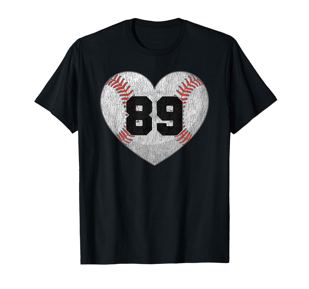 Baseball Number 89 Distressed Heart T-Shirt - Custom Art Print Unisex - T-Shirt, Sweatshirt, Hoodie