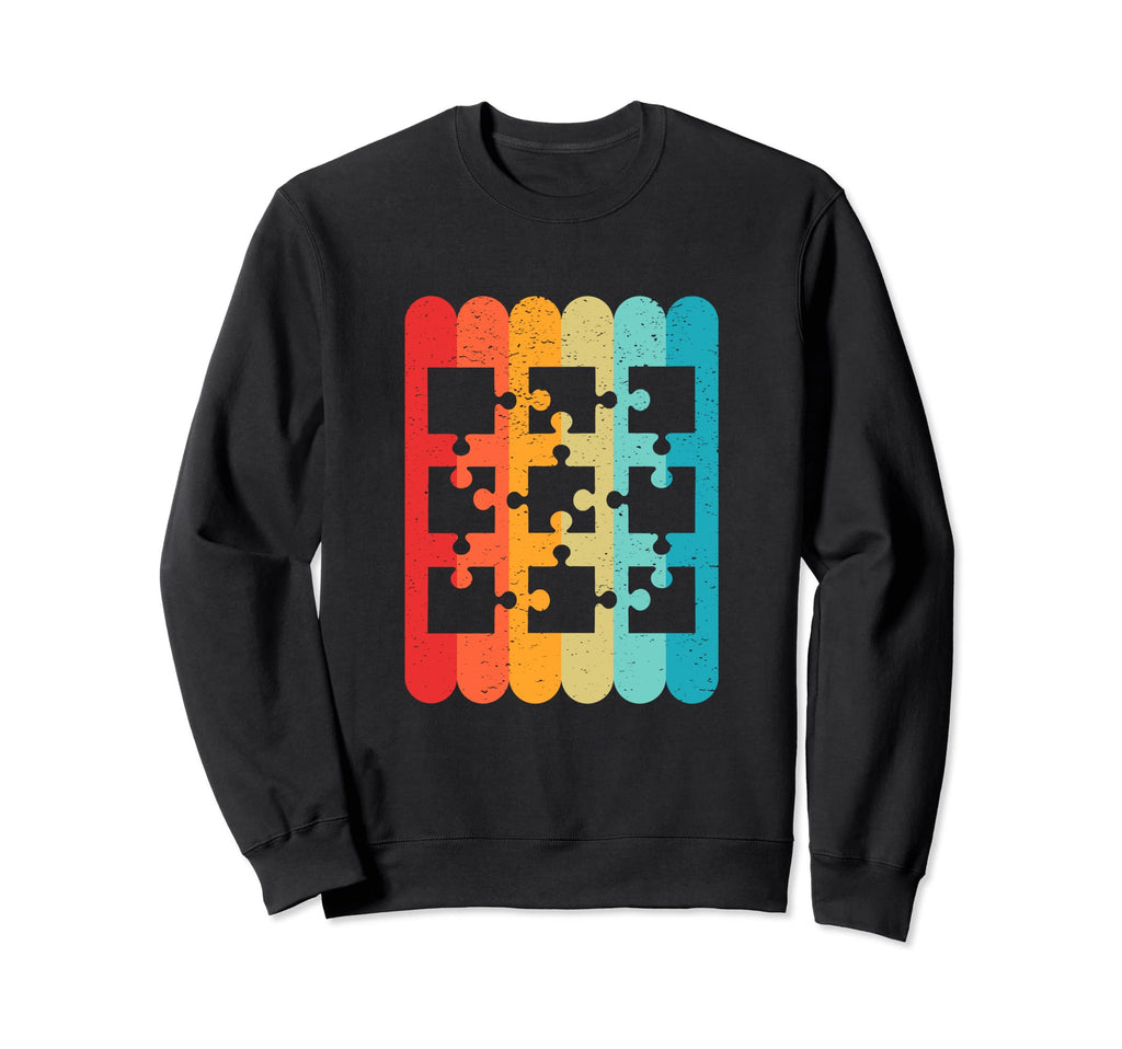 Puzzle Pieces Silhouette Lines 80S Sweatshirt - Trendy Graphic Unisex - T-Shirt, Sweatshirt, Hoodie