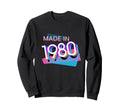 Made 1980 Y2K 80S 46Th Birthday Sweatshirt - Minimalist Print Men Women - T-Shirt, Sweatshirt, Hoodie