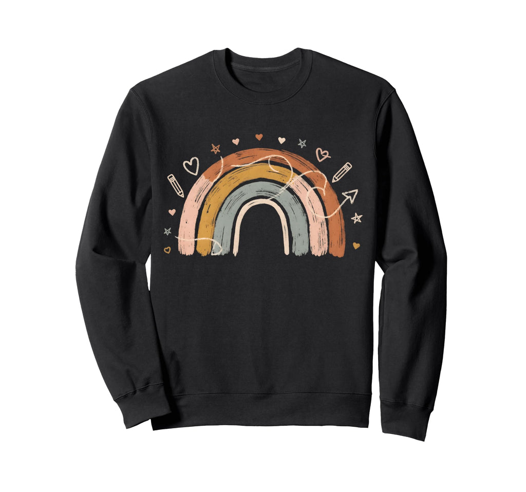 Boho Rainbow Teacher Classroom Vibes Sweatshirt - Unique Graphic Men Women - T-Shirt, Sweatshirt, Hoodie