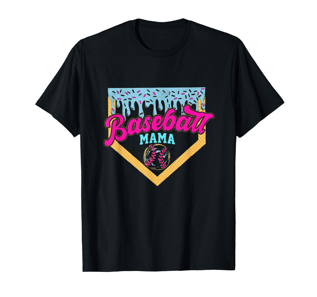 Baseball Mama Home Plate Ice Cream T-Shirt - Fun Novelty Design for Adults - T-Shirt, Sweatshirt, Hoodie