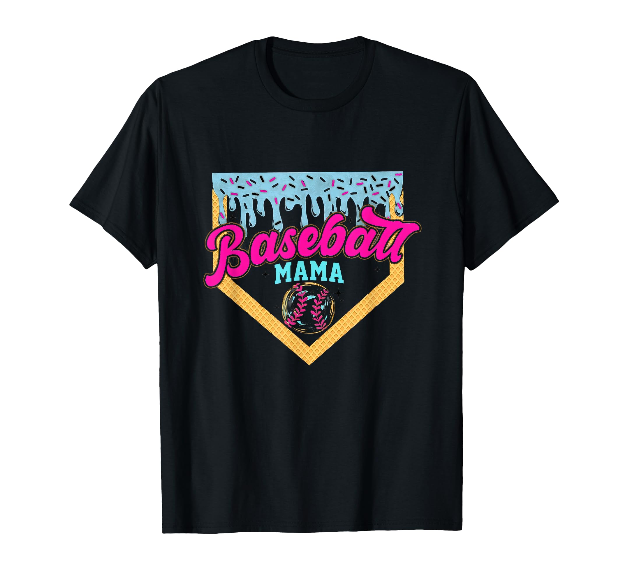Baseball Mama Home Plate Ice Cream T-Shirt - Fun Novelty Design for Adults - T-Shirt, Sweatshirt, Hoodie