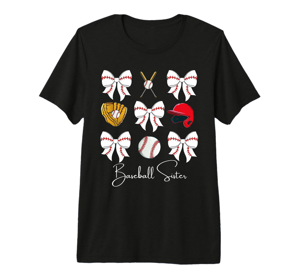 Baseball Sister Coquette Bow Cheer T-Shirt - Streetwear Style for Adults - T-Shirt, Sweatshirt, Hoodie