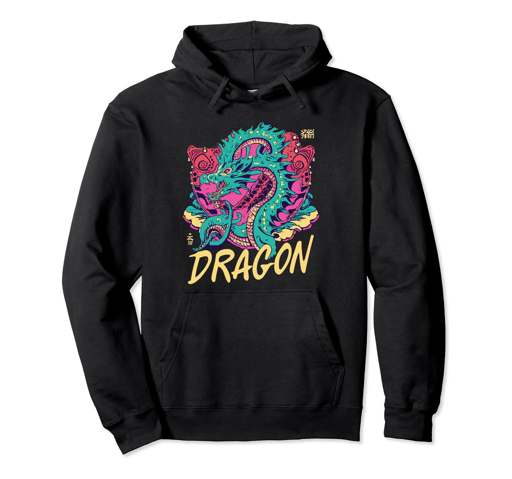 Dragon Techno Vaporwave Anime Hoodie - Casual Everyday Wear Men Women - T-Shirt, Sweatshirt, Hoodie