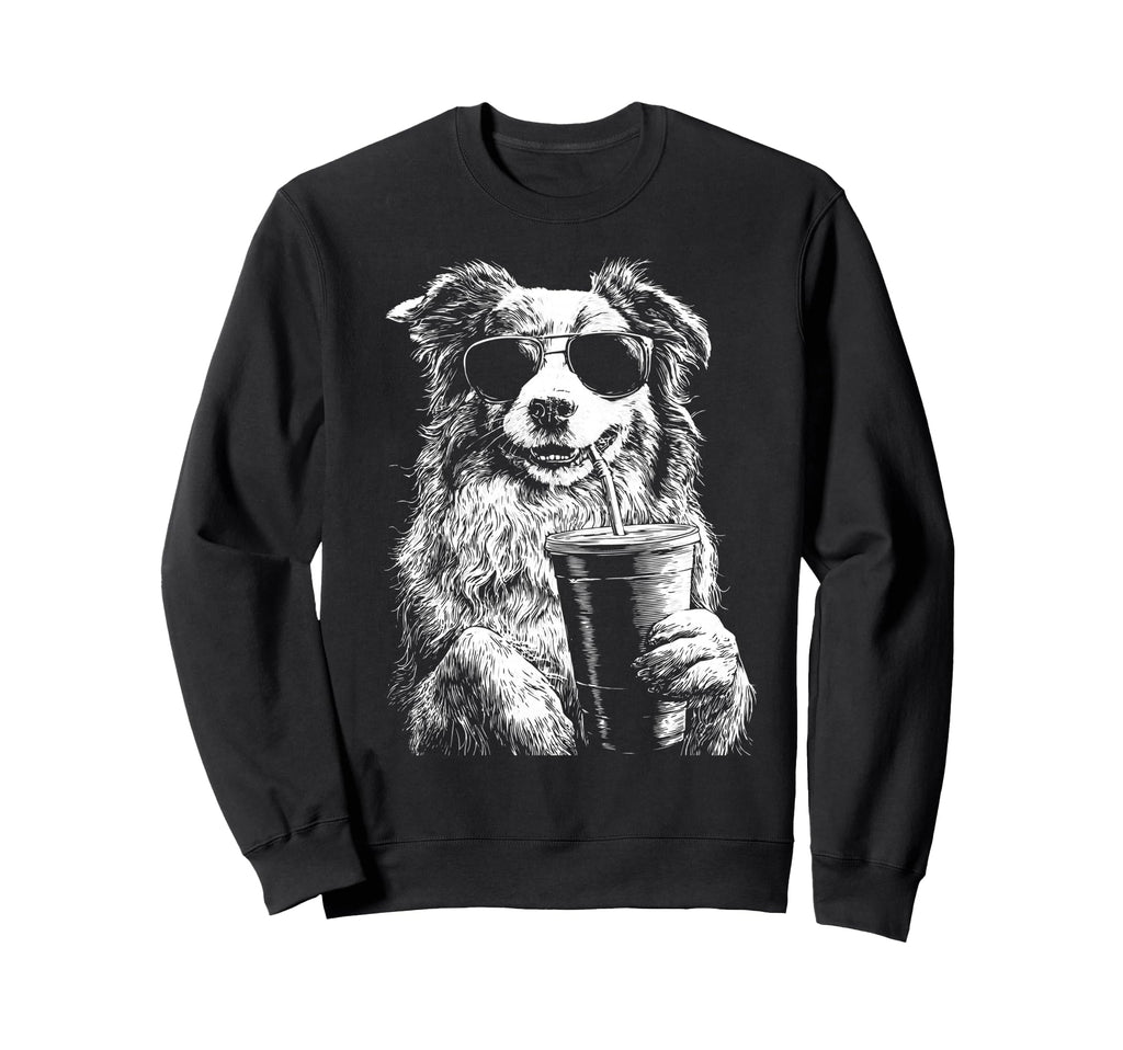 Australian Shepherd Drinking Iced Sweatshirt - Fun Novelty Design Unisex - T-Shirt, Sweatshirt, Hoodie