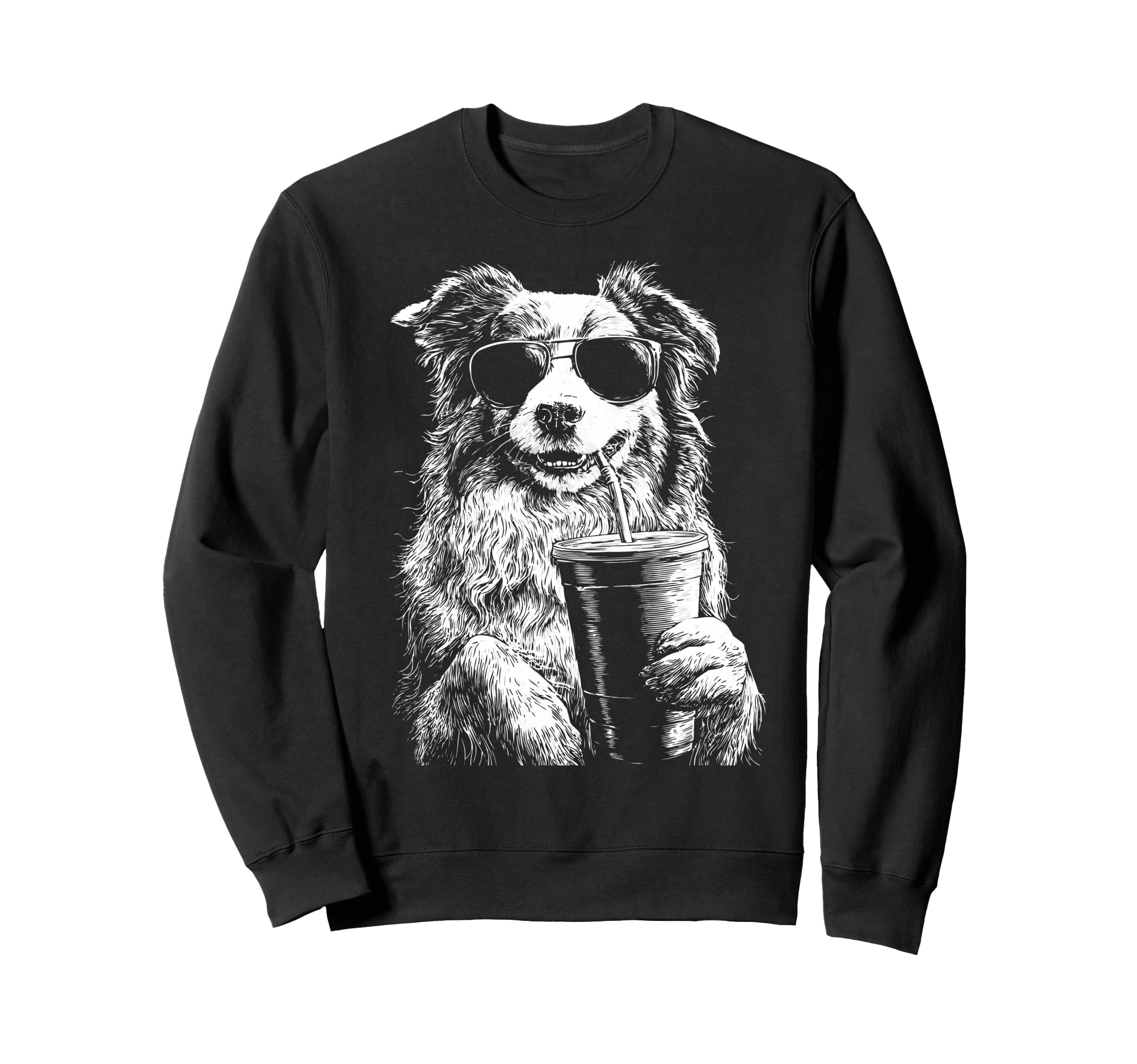 Australian Shepherd Drinking Iced Sweatshirt - Fun Novelty Design Unisex - T-Shirt, Sweatshirt, Hoodie