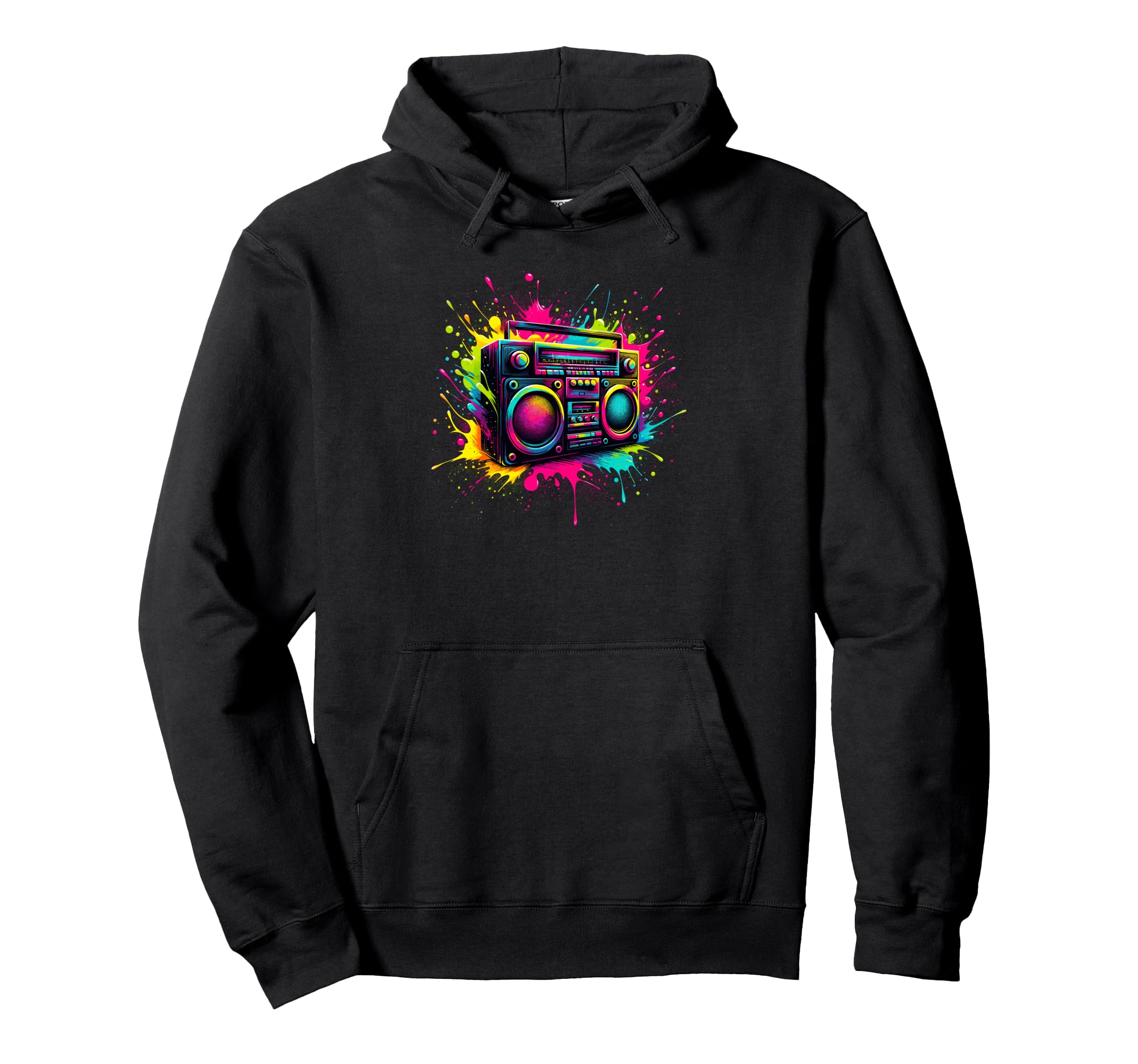 Splash Art Boombox Old School 80S Hoodie - Custom Art Print for Adults - T-Shirt, Sweatshirt, Hoodie