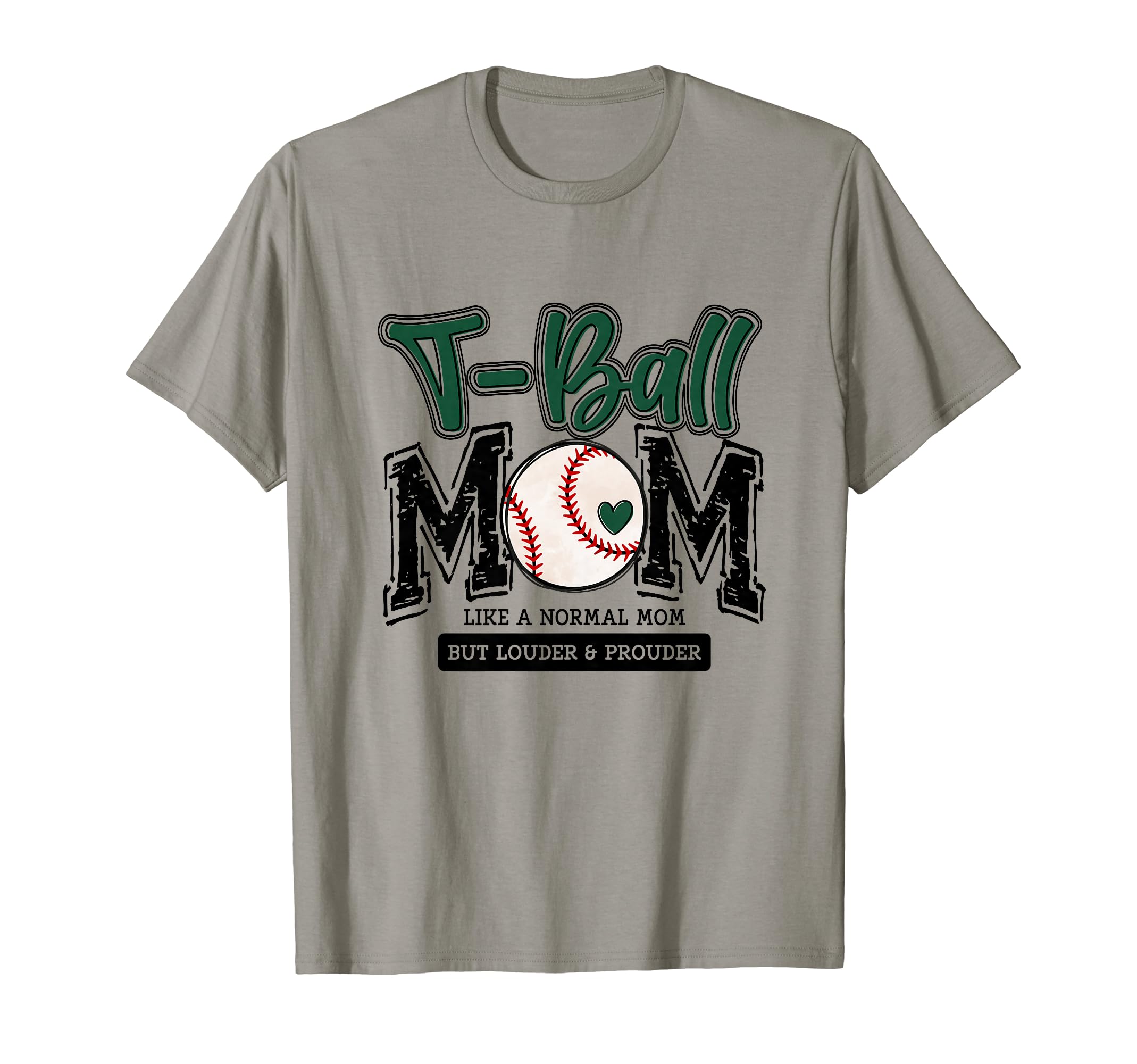 T Ball Mom Green Varsity Baseball T-Shirt - Minimalist Print for Adults - T-Shirt, Sweatshirt, Hoodie
