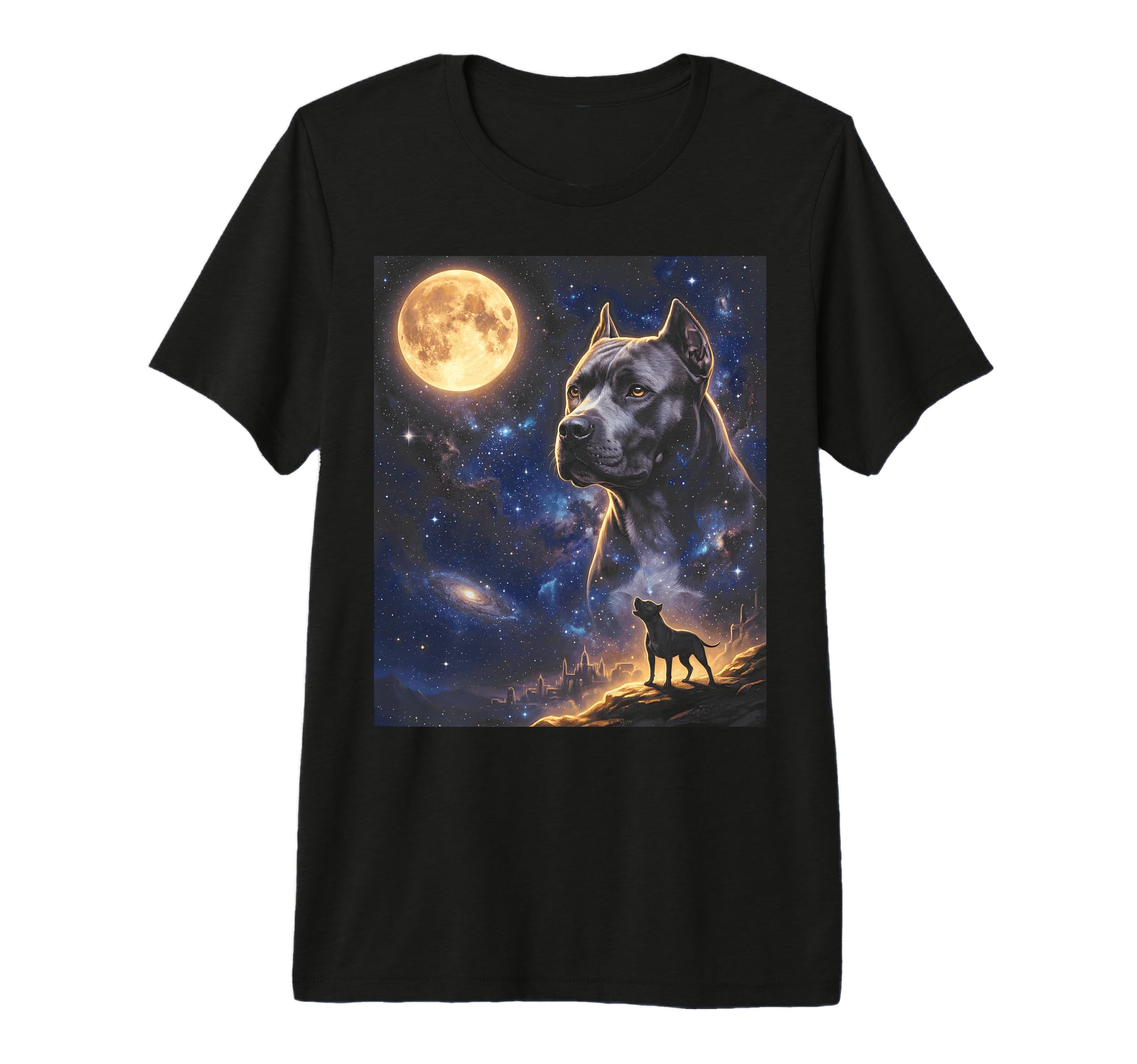 90S Pitbull Howling Moon Y2K Aesthetic T-Shirt - Trendy Graphic Men Women - T-Shirt, Sweatshirt, Hoodie