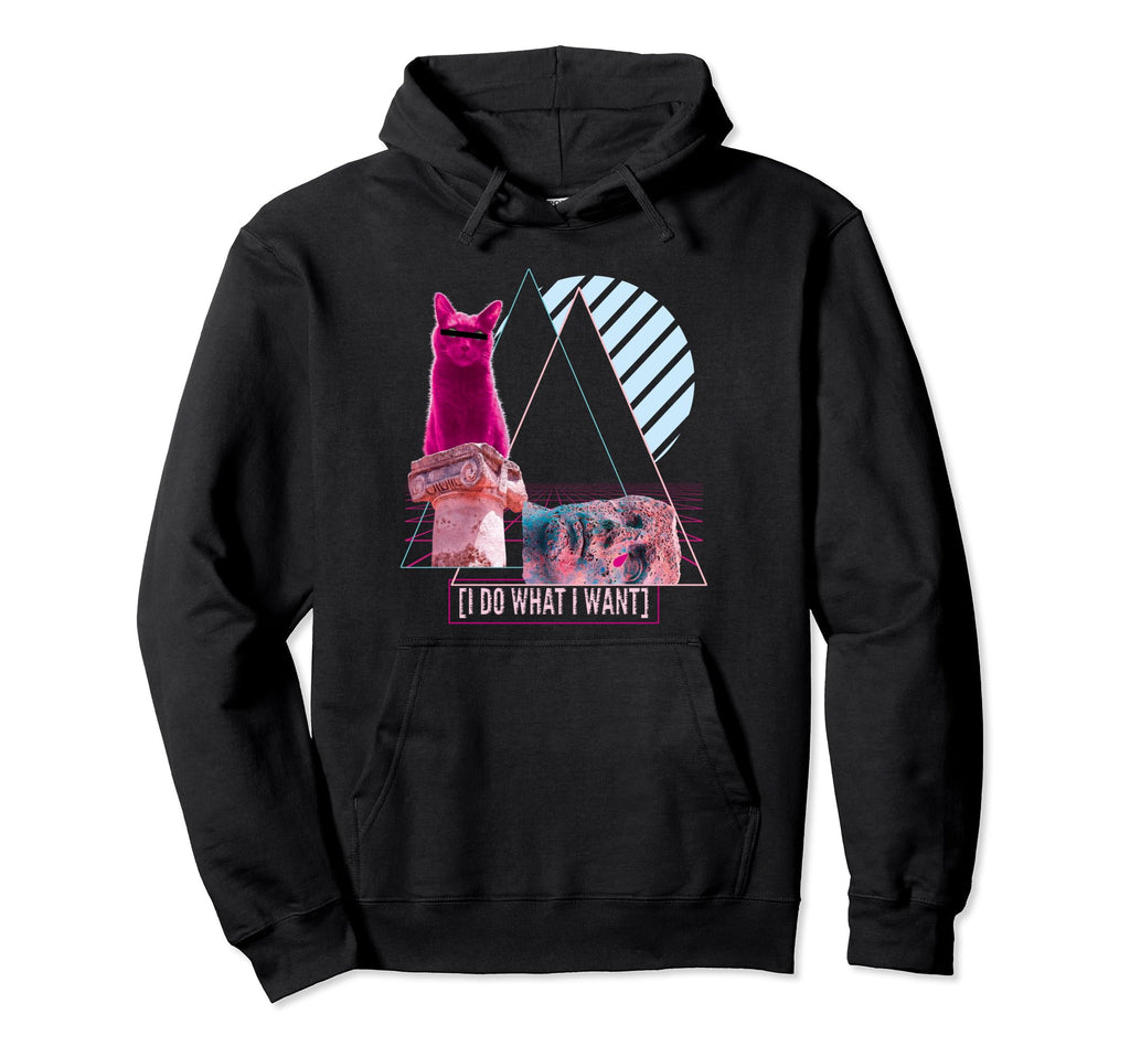 Vaporwave Hoodies I Do What I Want Cat Hoodie - Unique Graphic for Adults - T-Shirt, Sweatshirt, Hoodie