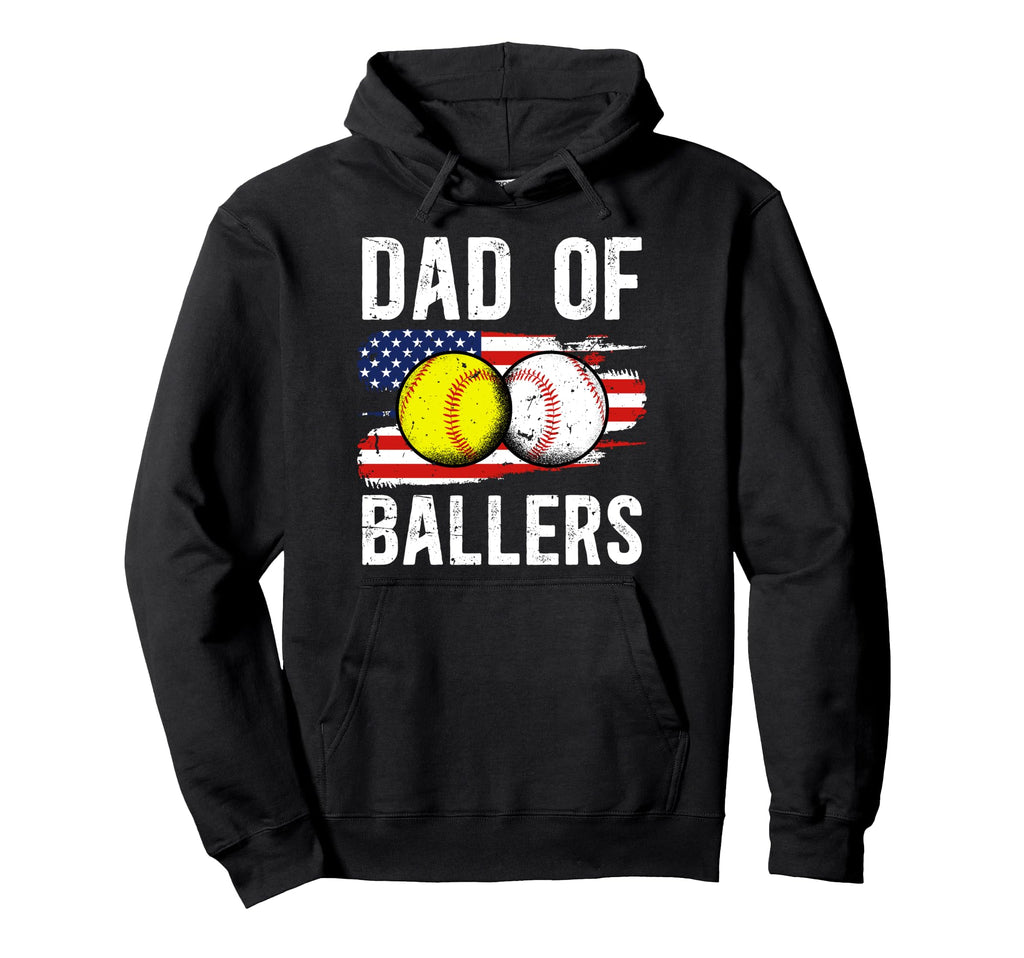Dad Ballers Softball Baseball Dad Us Hoodie - Trendy Graphic for Adults - T-Shirt, Sweatshirt, Hoodie