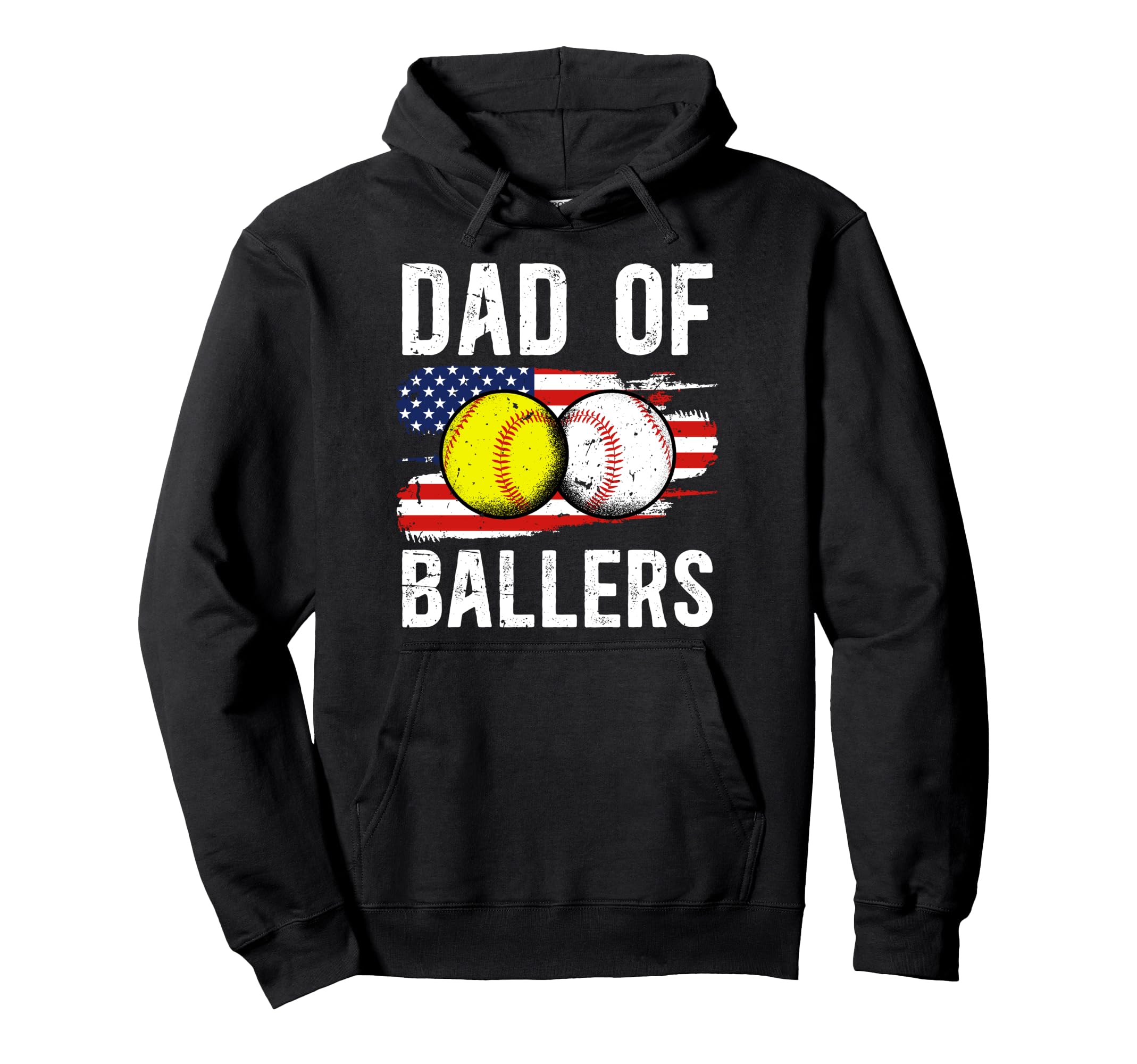 Dad Ballers Softball Baseball Dad Us Hoodie - Trendy Graphic for Adults - T-Shirt, Sweatshirt, Hoodie