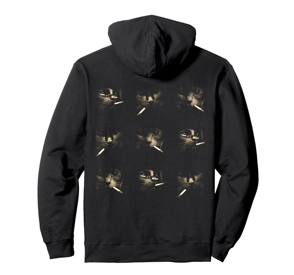 Funny Edgy Smoking Cat Meme 3X3 Grid Hoodie - Custom Art Print for Adults - T-Shirt, Sweatshirt, Hoodie