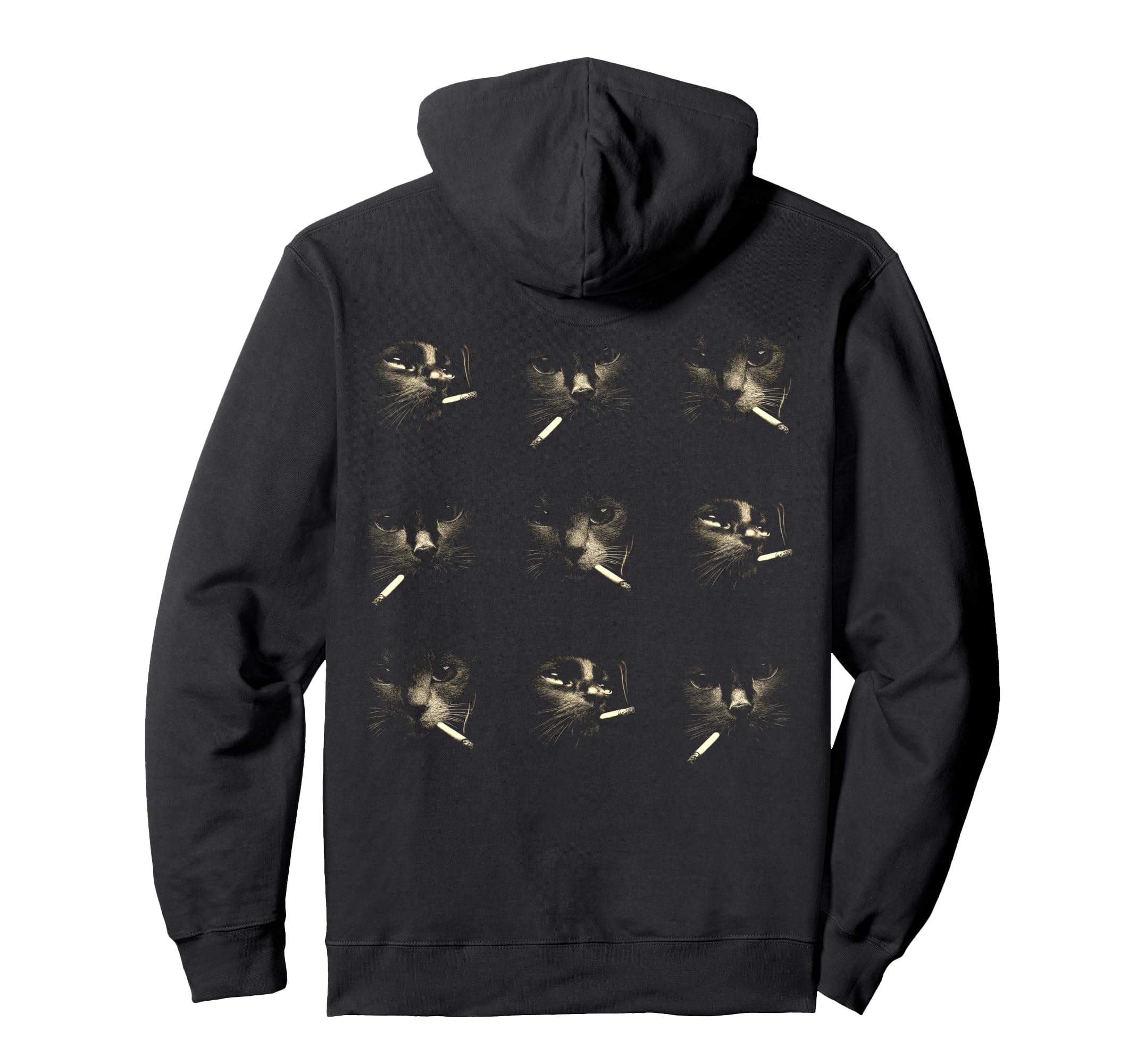 Funny Edgy Smoking Cat Meme 3X3 Grid Hoodie - Custom Art Print for Adults - T-Shirt, Sweatshirt, Hoodie