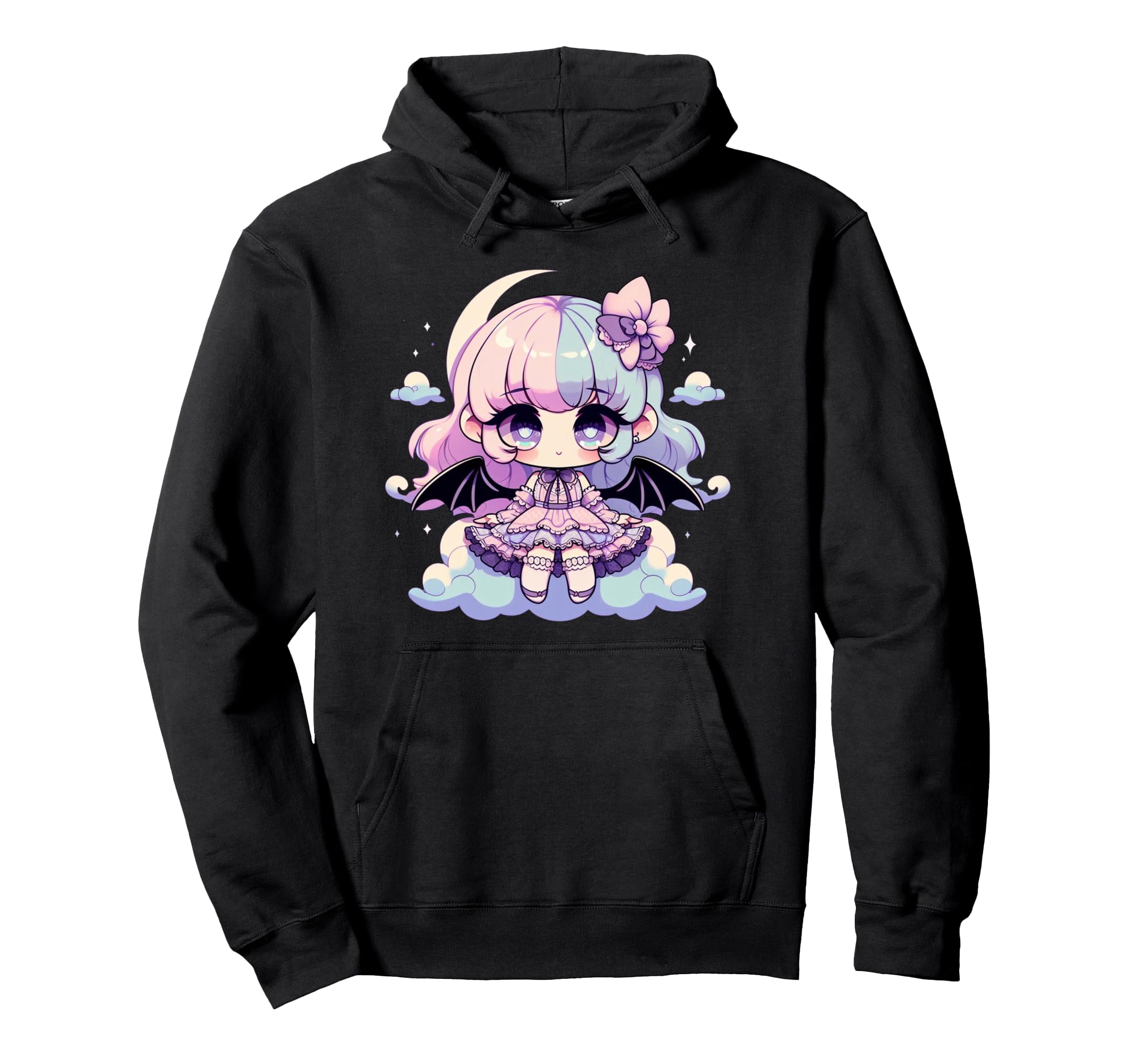 Kawaii Pastel Goth Creepy Anime Moon Hoodie - Custom Art Print for Adults - T-Shirt, Sweatshirt, Hoodie